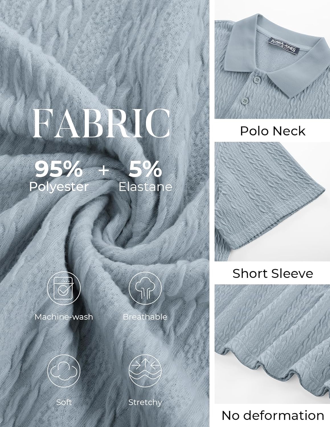 PJ PAUL JONES Mens Polo Shirts Short Sleeve Casual Collared Summer Vacation Shirts Golf Polo Shirts - Image 4