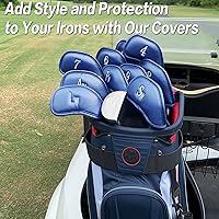 Vista 66 de FINGER TEN Premium Synthetic Leather Stylish Iron & Wedge Golf Head Covers Value 12 Piece Set, Embroidered Labels & Fits Most Clubs Gift Set, Travel