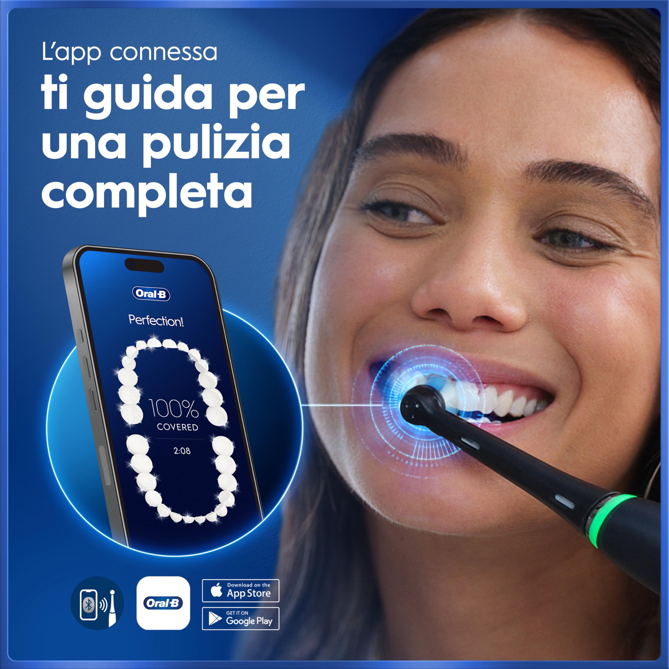 Oral-B iO 5 Spazzolino Elettrico, con 3 Testina di Ricambio, Custodia, Nero - 3 Testine di Ricambio per Spazzolino Elettrico, Ricaricabile, Custodia da Viaggio, Sensore di Pressione, Pulizia Denti