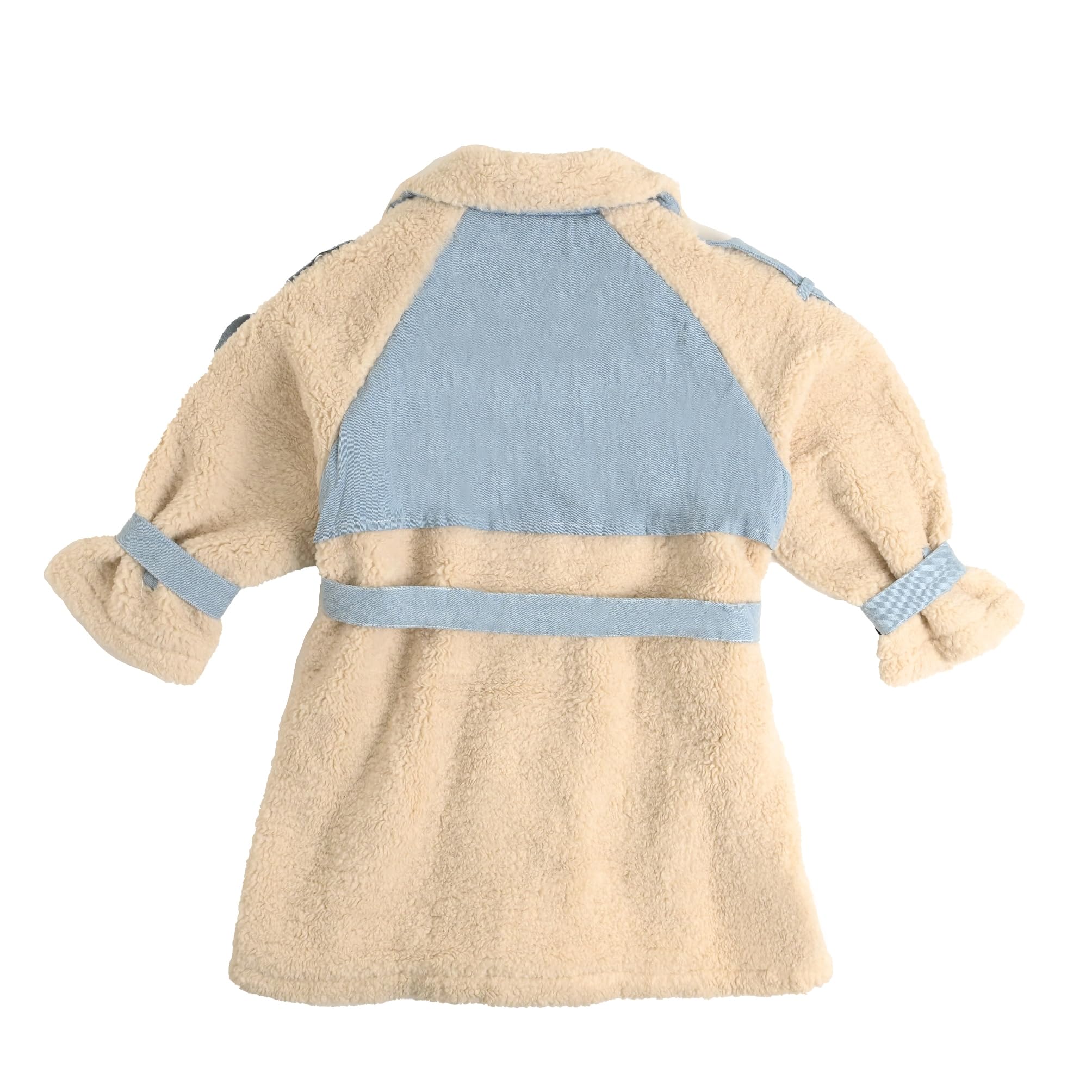 Bold N Elegant Girl’s Fur and Denim Winter Party Outerwear Overcoat Warm Long Coat Jacket for Young Littl Girls from 4 to 9 Years (8-9 Years, White) - Image 4 thumbnail