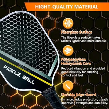 iMeshbean Pickleball Paddle, Fiberglass Surface Pickleball Paddle,Honeycomb Core Paddle Rackets, Lightweight & Wide, Comfortable Ergonomic Grip, Pickleball Paddles for Beginners & Pros