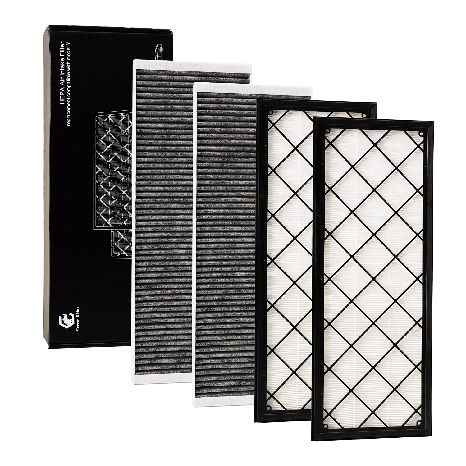 HEPA Air Filter for Tesla Model Y 2020 2021 2022 2023 2024,4-PCS Activated Carbon Intake Filter,Compatible with 1658376-00-A/1658375-00-A.