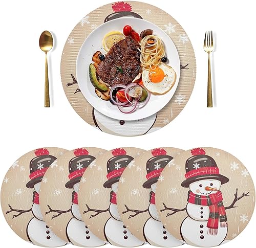 Juego de 6 manteles individuales redondos lavables para mesa de comedor, manteles individuales resistentes al calor para mesa de cocina, manteles