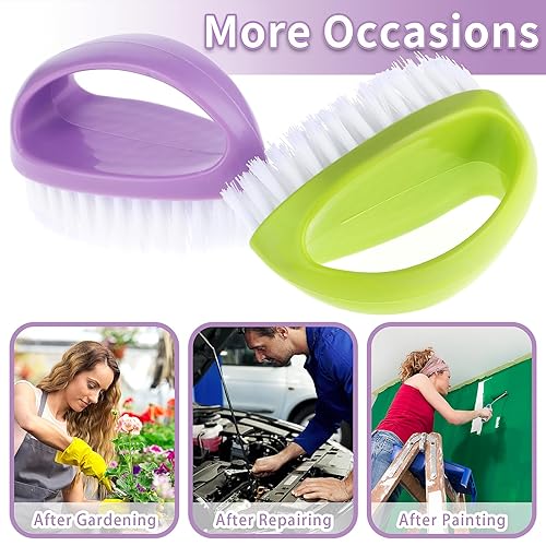 Miniatura 4 de Cobee Paquete de 2 cepillos de mano para limpiar las uñas, cerdas rígidas duraderas, cepillo limpiador de uñas con asa, limpiador de uñas profundas