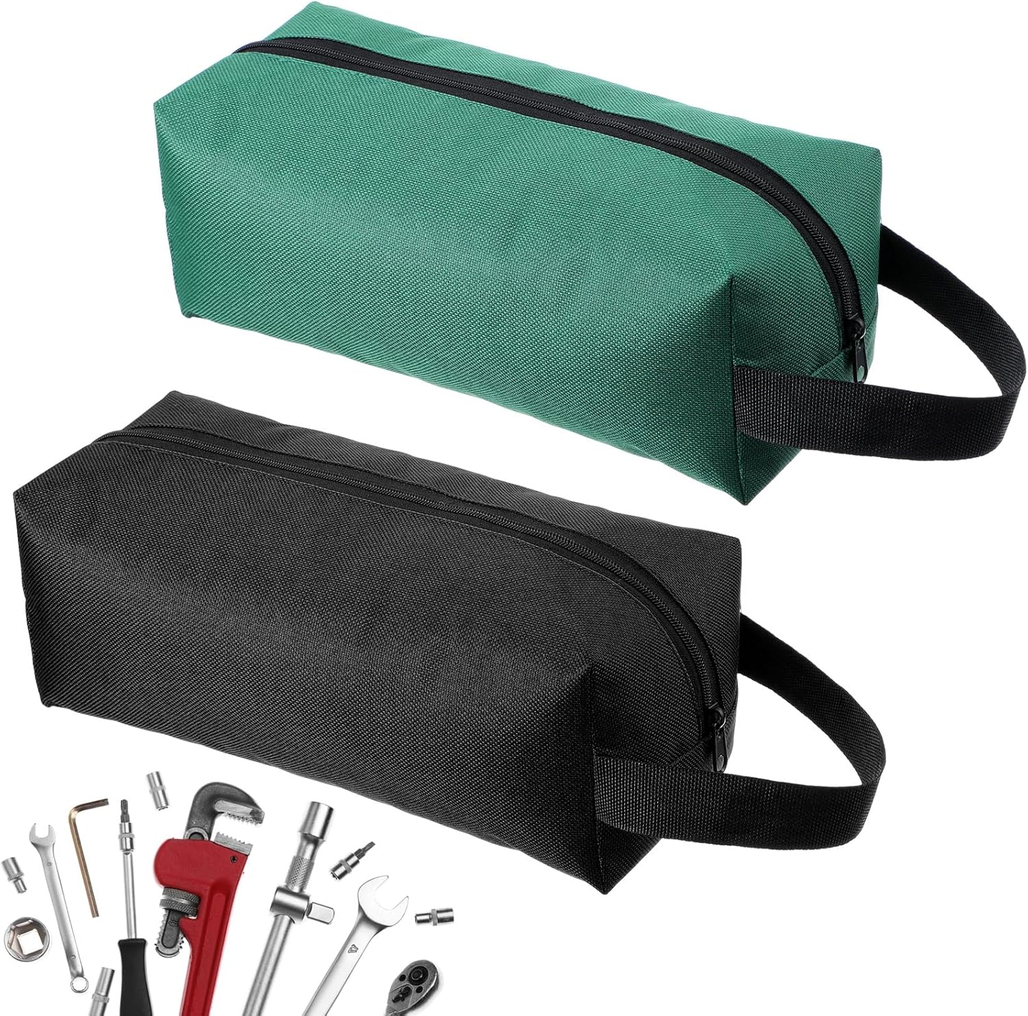 Yuanchu 2 Pcs Canvas Tool Pouch, Multi-Purpose Zipper Tool Bag Small Tool Organizer Screwdriver Tool Bag Set For Storage Electrician Tools