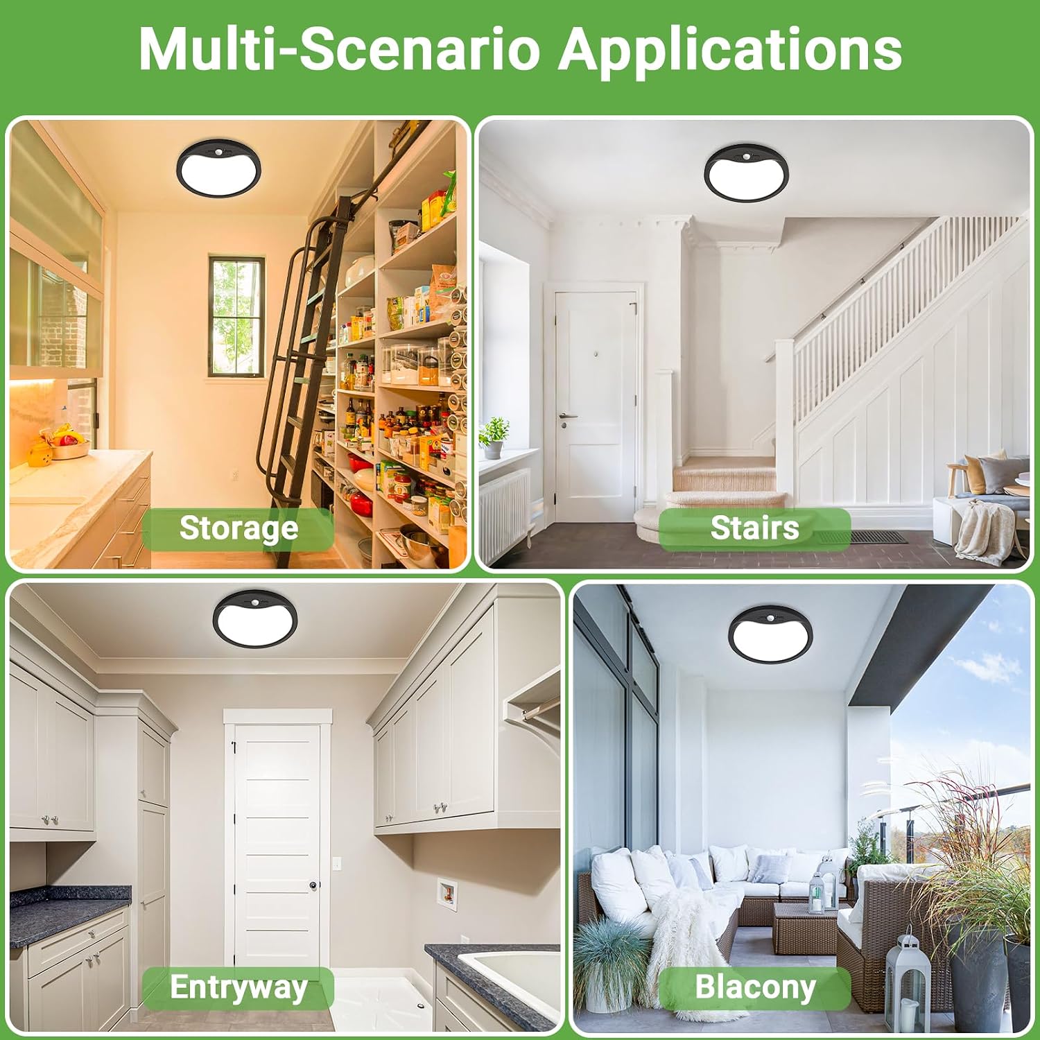 zemty 2Pack 7inch Motion Sensor Ceiling Lights Wired, 15W 1500lm 3CCT/3 Mode/30-120s Timer, Bright Black LED Flush Mount Light Fixture Motion Activated for Closet Pantry Hallways Stairwells Garage