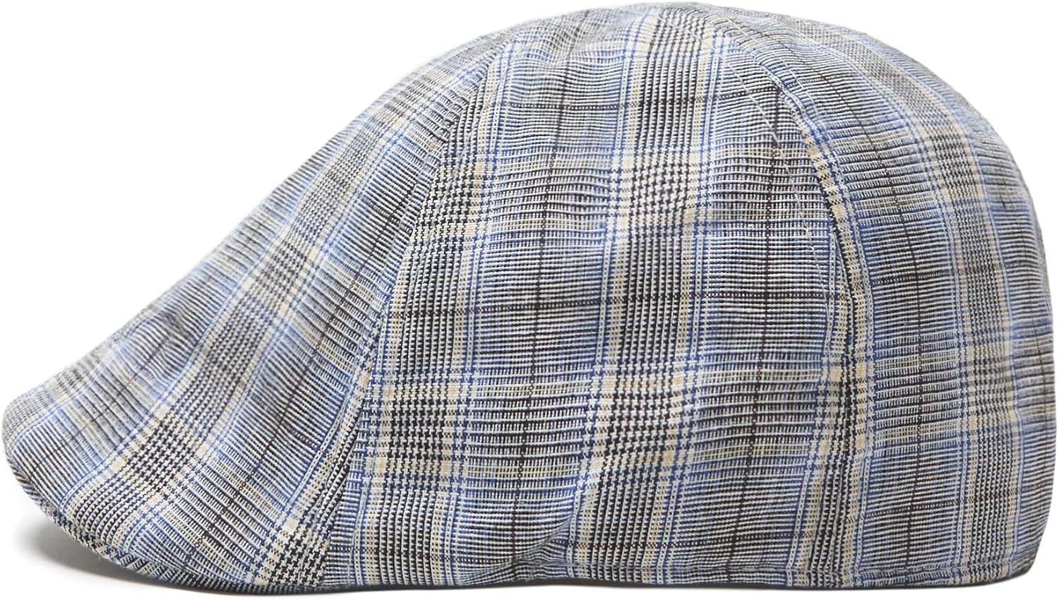 The Original Boston Scally Cap - Blue Plaid Newsboy Flat Cap - 6 Panel Cotton Fitted Hat for Men - Image 3