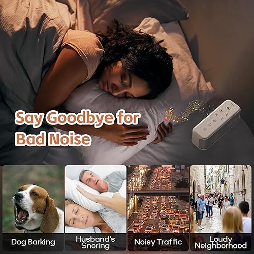 Miniatura 6 de Máquina de sonido de ruido blanco con batería recargable de 3000 mAh, máquina de sonido de sueño Bluetooth con 15 sonidos relajantes, temporizador
