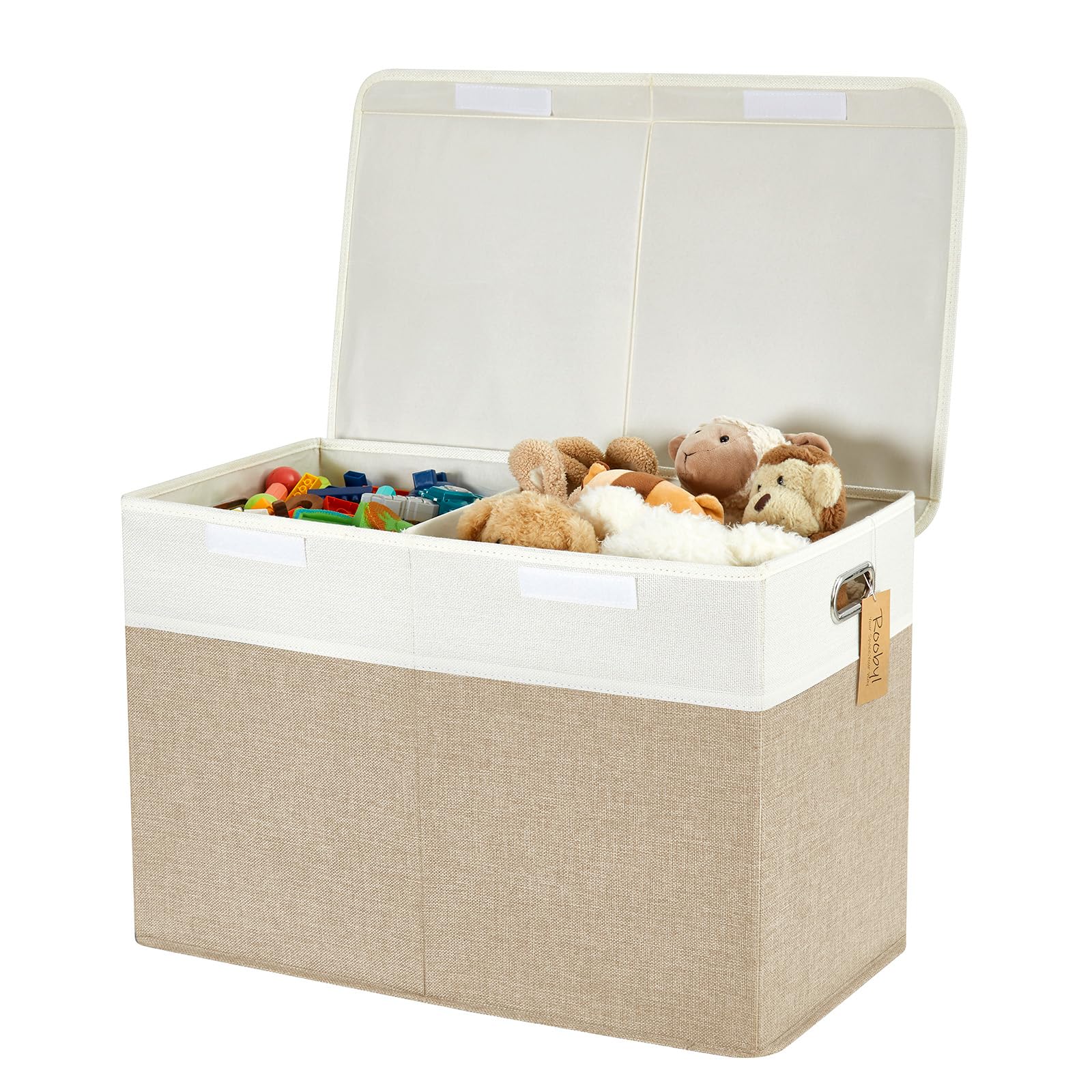 Grande scatola per giocattoli con coperchio ribaltabile, organizer pieghevole con divisori e manici, cestino per bambini, per giocattoli, organizer per stanza dei giochi, cameretta dei bambini