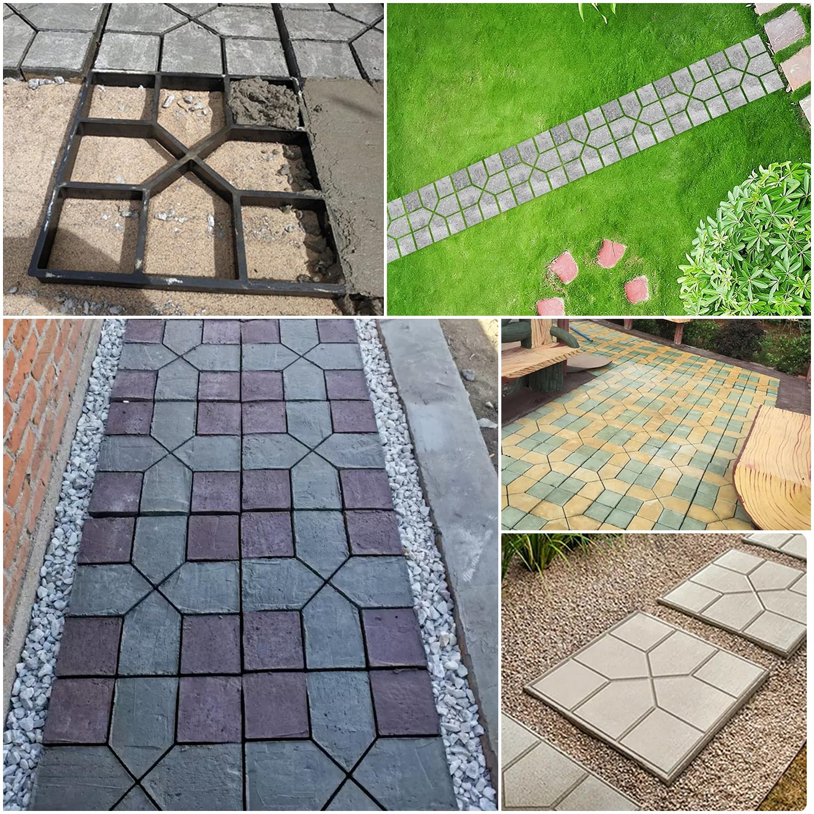 Molde de Plástico para Pavimento de Hormigón, 8 Rejillas, para Losas de Terraza y Caminos