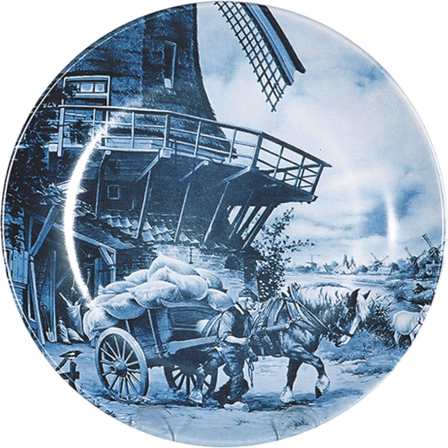 Essence of Europe Gifts Collectible Dutch Gift J.C Van Hunnik Miller Scene Decorative Blue 8" Ceramic Plate | DutchGiftOutlet