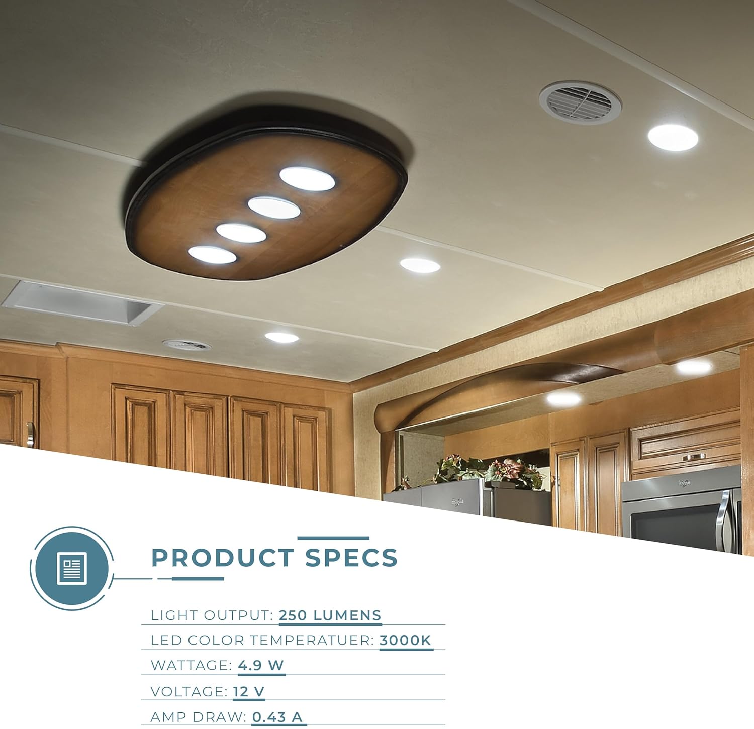 Manufacturers' Select ITC Radiance RV LED Overhead Light with Warm White Light (3", Spring Mount) (B07RM6CLDS)