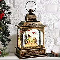 Vista 1 de Globo de Nieve Cardinal, Globo de Nieve Musical de Muñeco de Nieve Navideño tipo Linterna con Luces con Temporizador de 6H a Batería y Alimentado