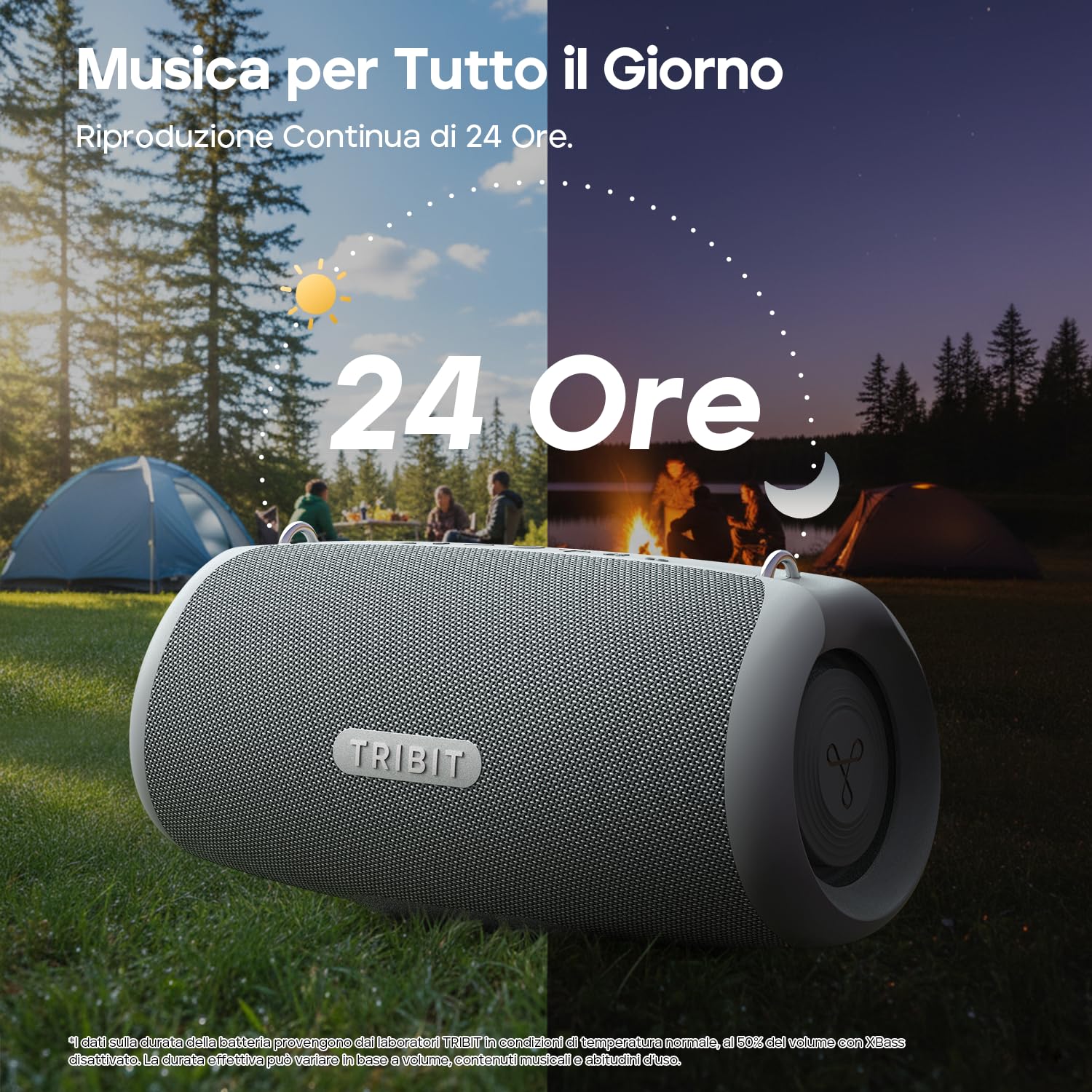 Tribit StormBox Lava Cassa Bluetooth Portatile, 80 W, IP67 impermeabile | XBass, 24 ore, Bluetooth 5.4, EQ personalizzato, TWS, microfono integrato, campeggio, feste, outdoor, grigio