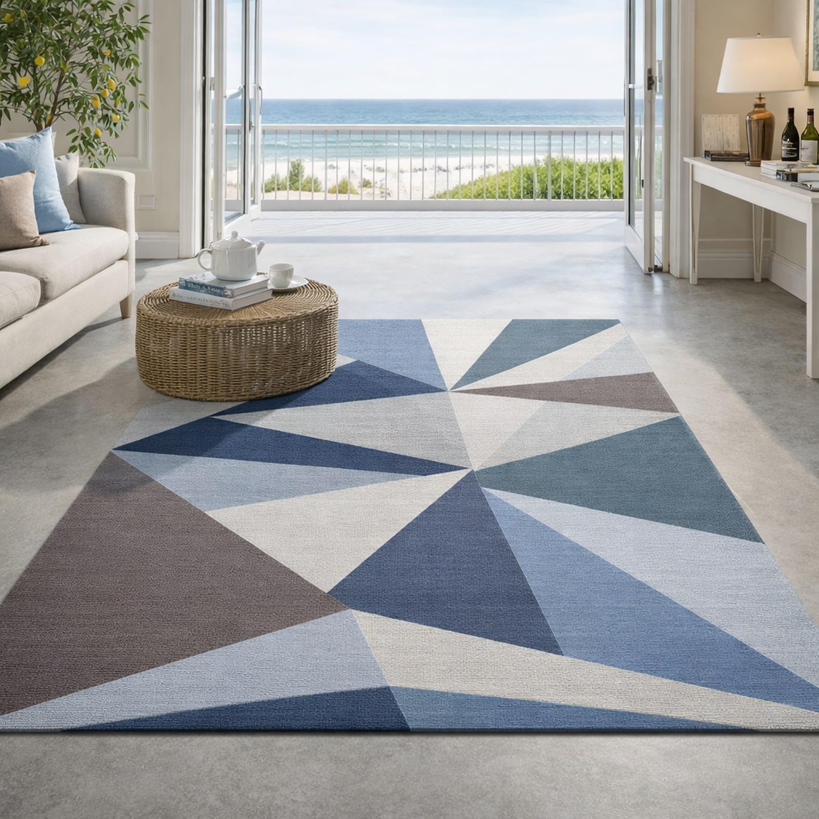 Tapis lavable bleu antidérapant idéal pour cuisine et salle à manger