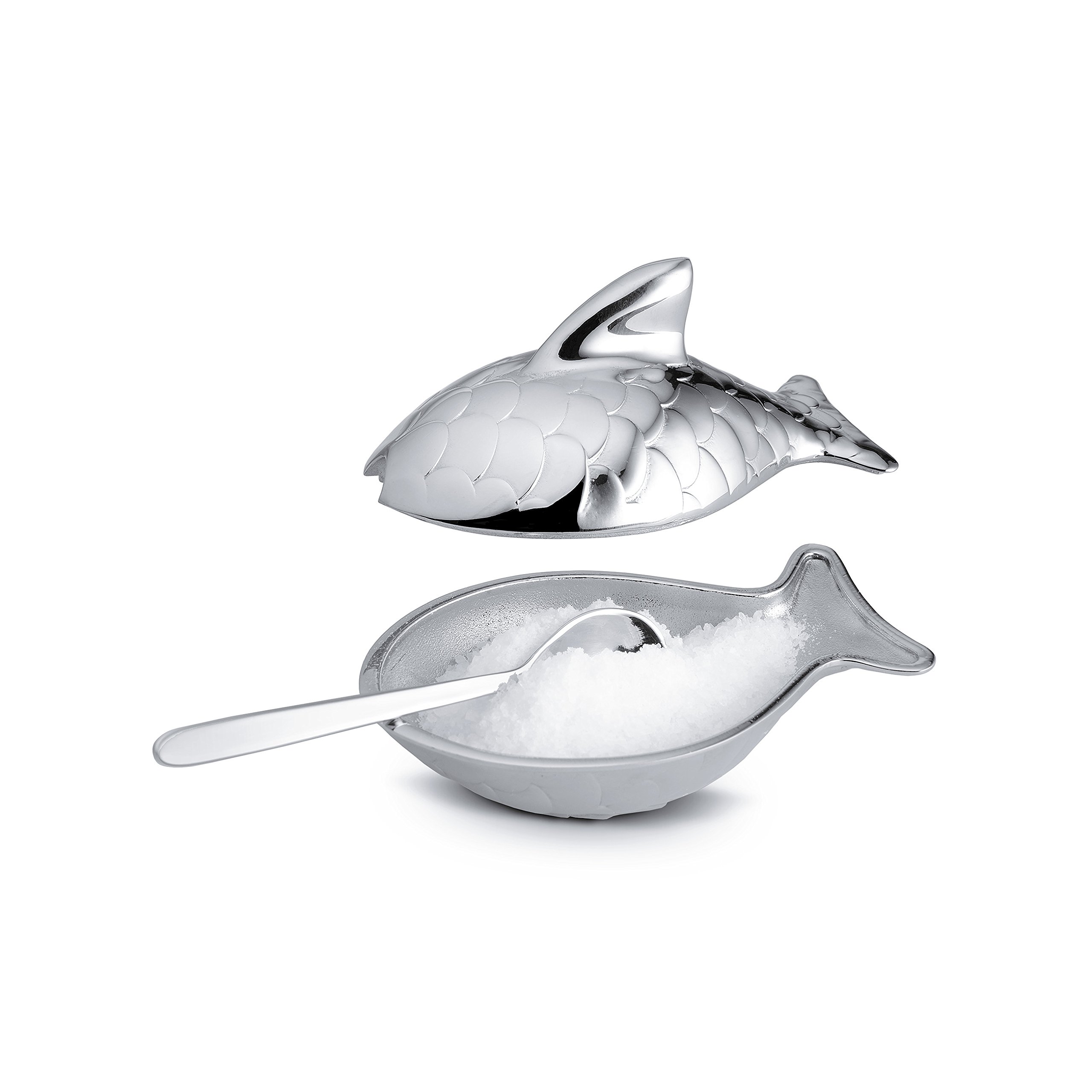 Alessi FM24 Colombina Fish Salt Bowl with Spoon - Stainless Steel