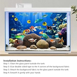 YongFoto Ocean Theme Fish Tank Background 72x24 inch Coral Seaweed Reef Rock Seafloor Tropical Fish Underwater Sea World Polyester Backdrop Reptile Habitat Terrarium Aquarium Background