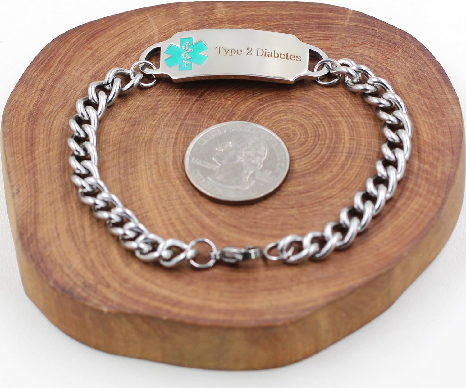 Uloveido Stainless Steel Curb Link Chain Medical Alert Bracelet for Men or Women Personalized Waterproof Medical Identity Bracelet Y4501 - Image 3