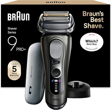 Braun Series 9 PRO+ Electric Shaver, Wet & Dry Razor for Men, Graphite | Includes 5+1 Ultra Thin Precision Blades, Pro SensoAdapt, Up to 60 min, PowerCase, Charging Stand, Model - 9625S