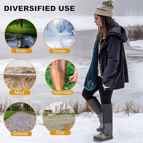 Miniatura 6 de Waterproof Trail Gators for Hiking Boots Adjustable Ankle Leg Gaiters for Men Women Shoe Gaiters Snow Boot Covers Snowshoeing