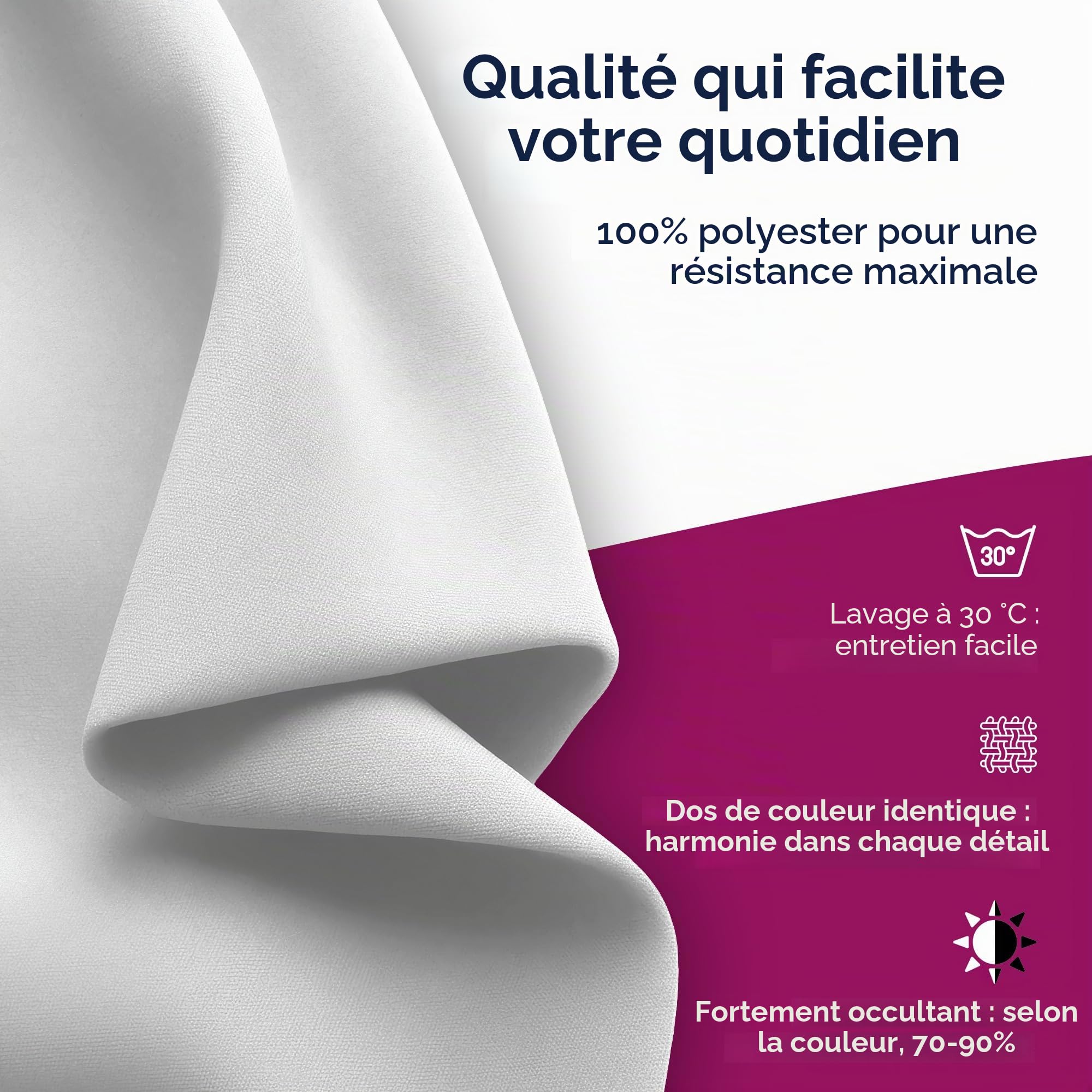 BEAUTEX Rideau occultant avec œillets, occultant, taille et couleur au choix (largeur 300 cm, hauteur 245 cm, blanc)