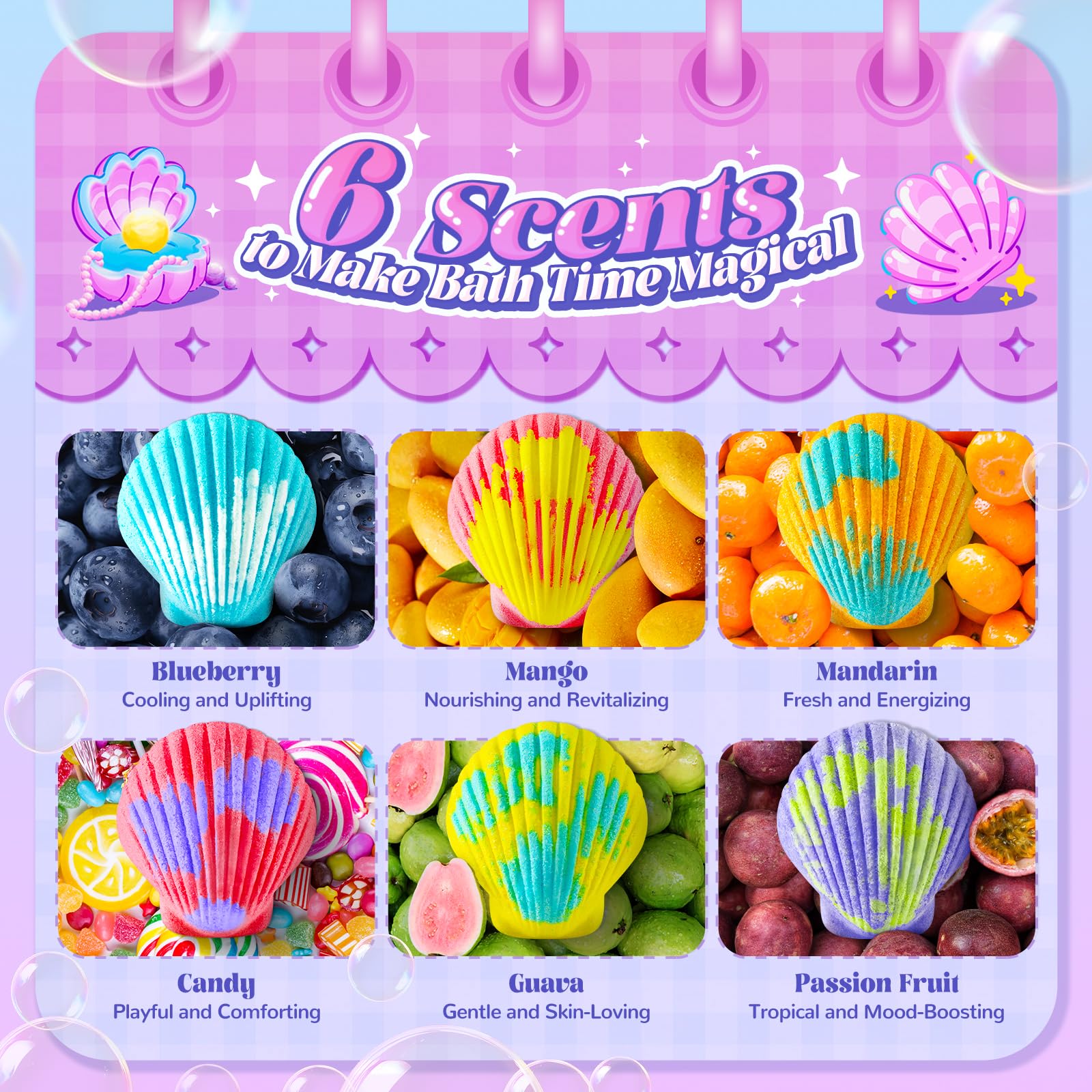 12-Pack Shell Bath Bombs with Mermaid & Unicorn Surprise Toys