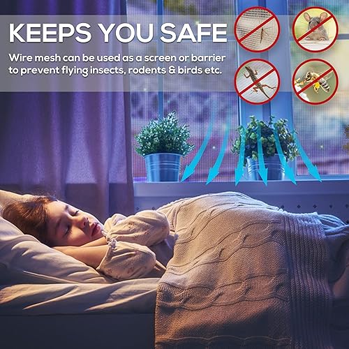 Miniatura 5 de Pantalla de malla de alambre (50 x 120 pulgadas), pantalla de malla de acero inoxidable duradera, fácil de cortar e instalar, ideal para ventanas,