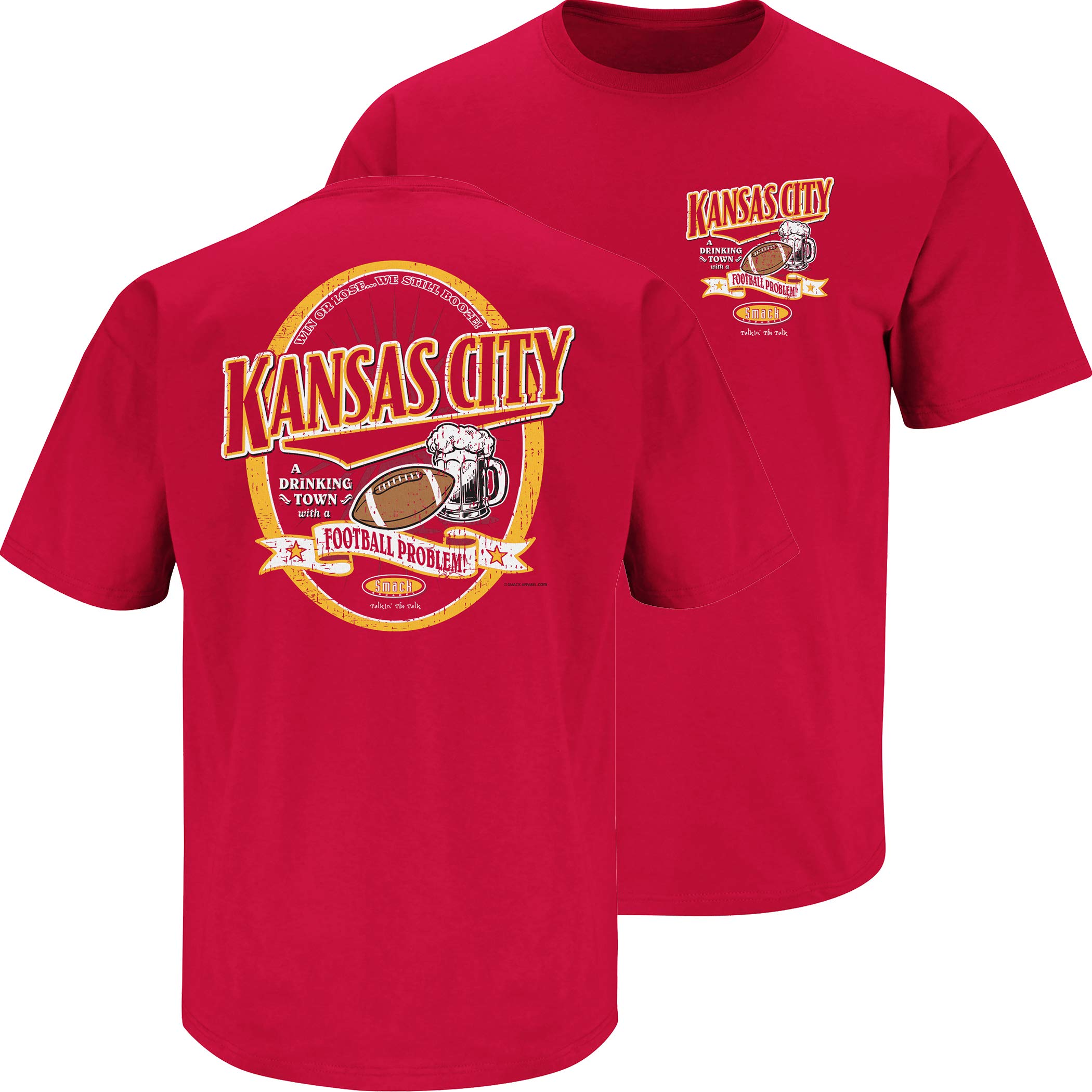 Kansas City Football Fans. Kansas City A Drinking Town with A Football Problem Red T-Shirt (Sm-5X)
