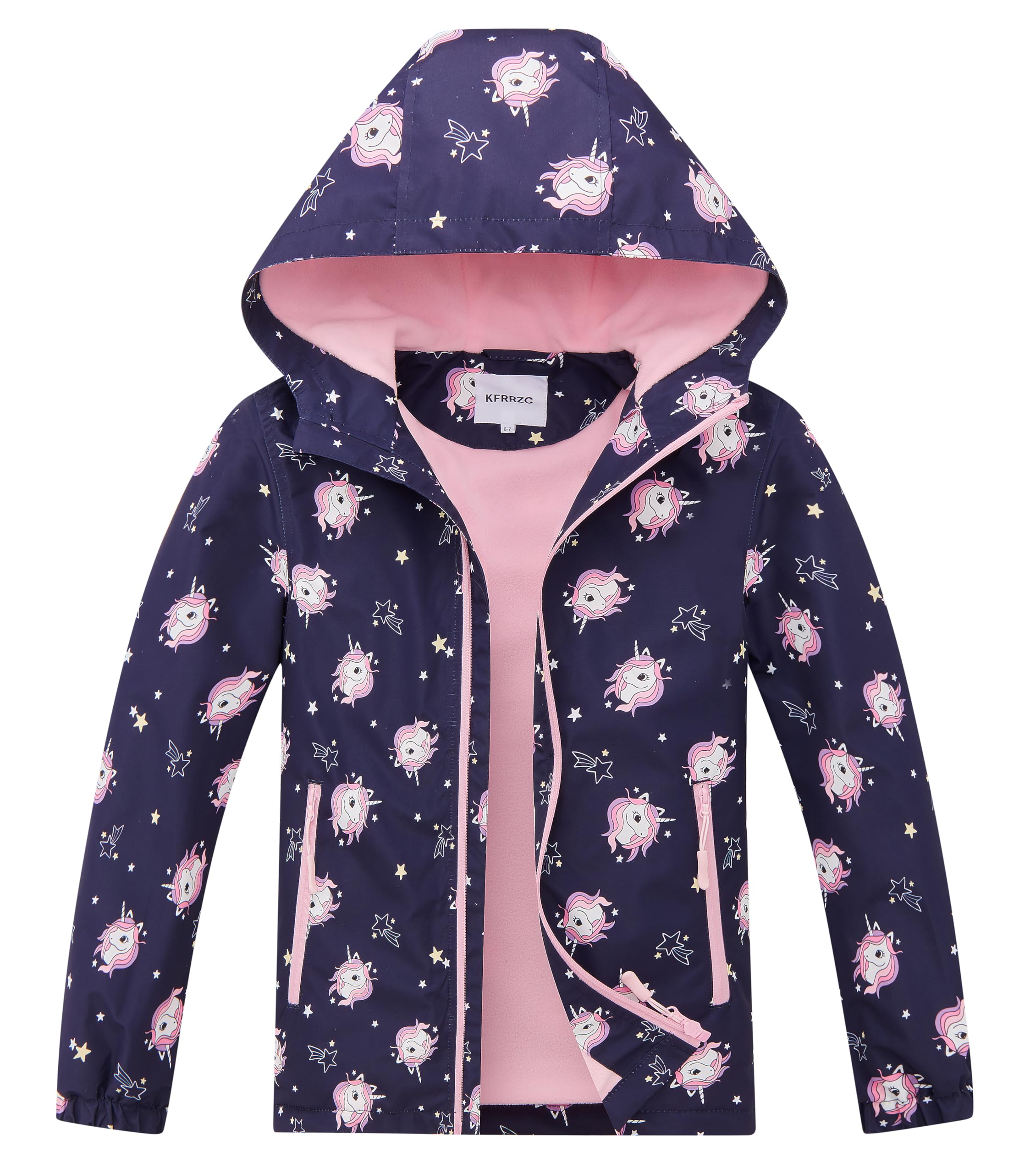 Boys Girls Waterproof Hooded Jackets Fleece Lined Rain Jackets