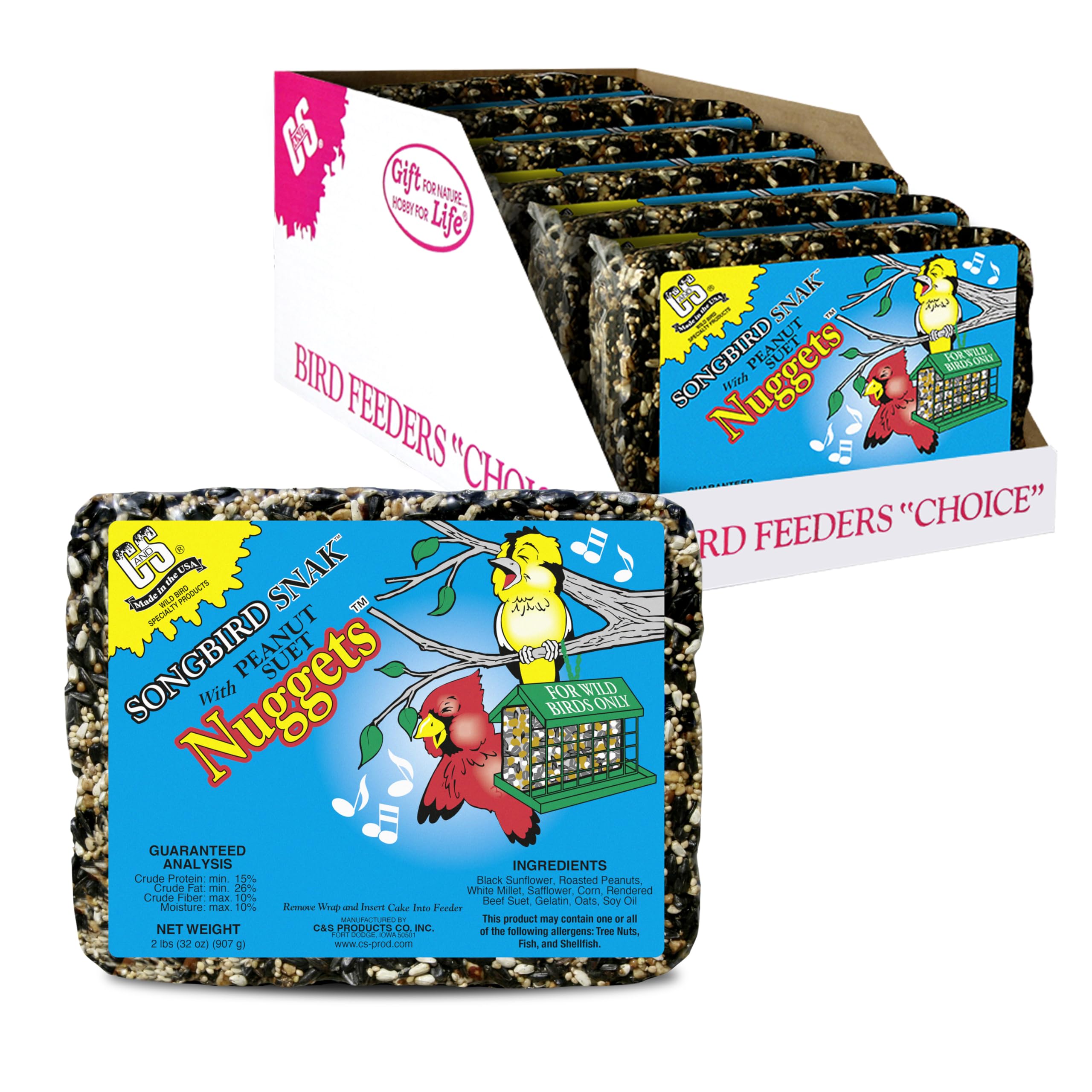 Amazon.com : C&S Songbird Snak with Seeds, Nuts and Peanut Suet