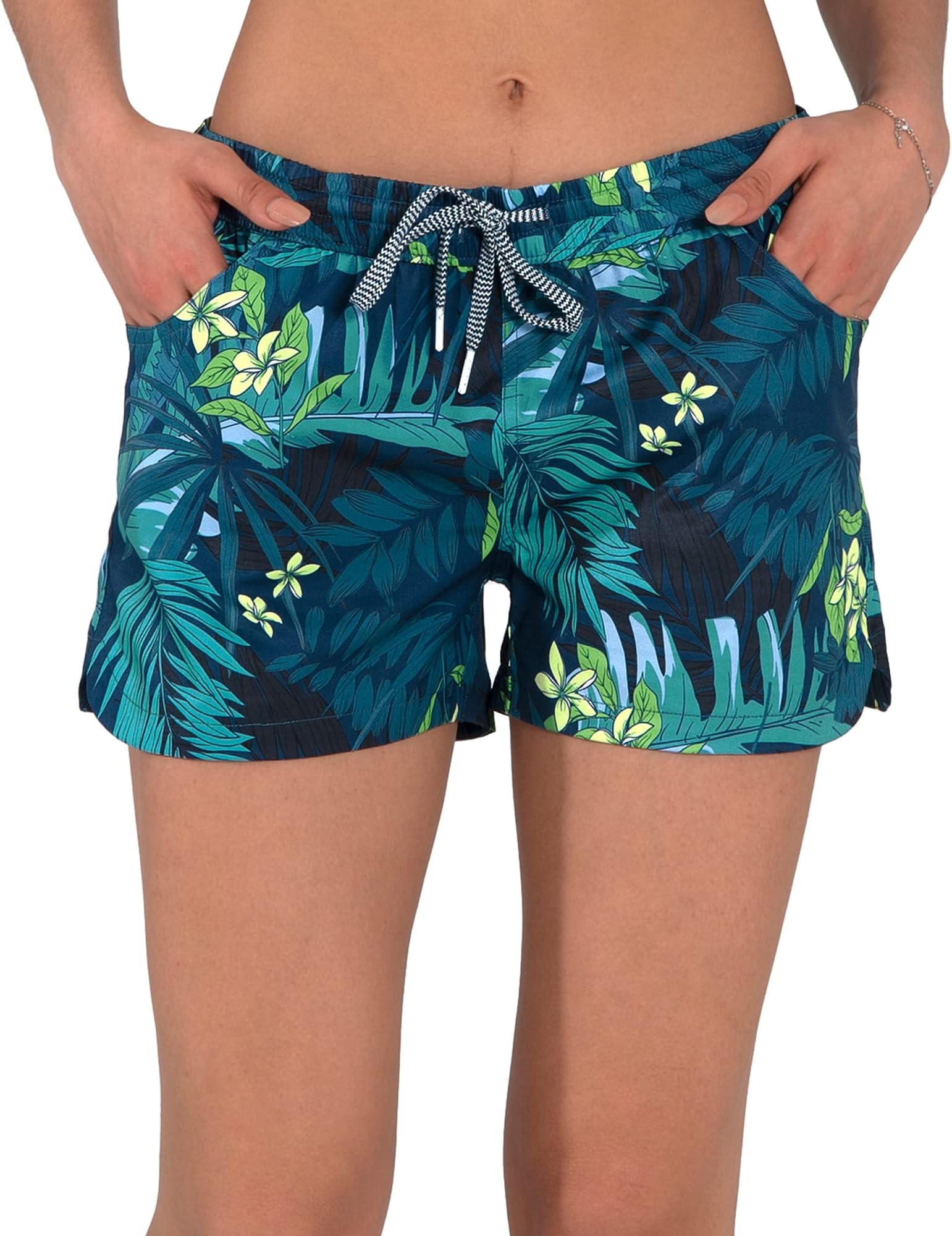 Womens Swim Shorts UPF50+ Board Shorts Quick Dry Beach Shorts Drawstring Sports Summer Bottom
