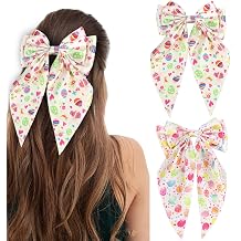 2Pcs Easter Hair Bow for Girls Women, Big Ribbon Easter Eggs Hair Clips with Tail, Cute Bowknot Barrettes Accessories for Easter (Colorful)