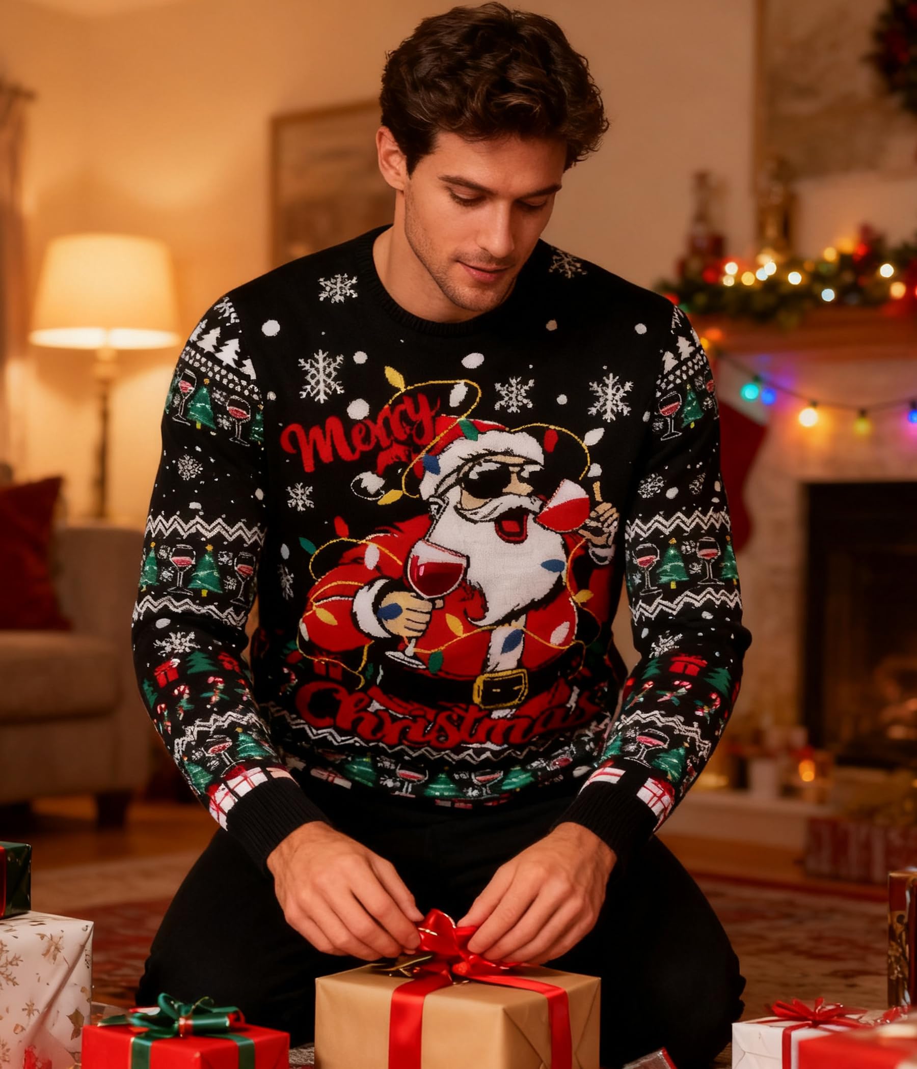 TUONROAD Maglione di Natale Unisex novità Christmas Stampate Ugly Xmas Jumper Girocollo e Maniche Lunghe Maglieria Maglioncino Invernali per Donna Uomo S-XXL