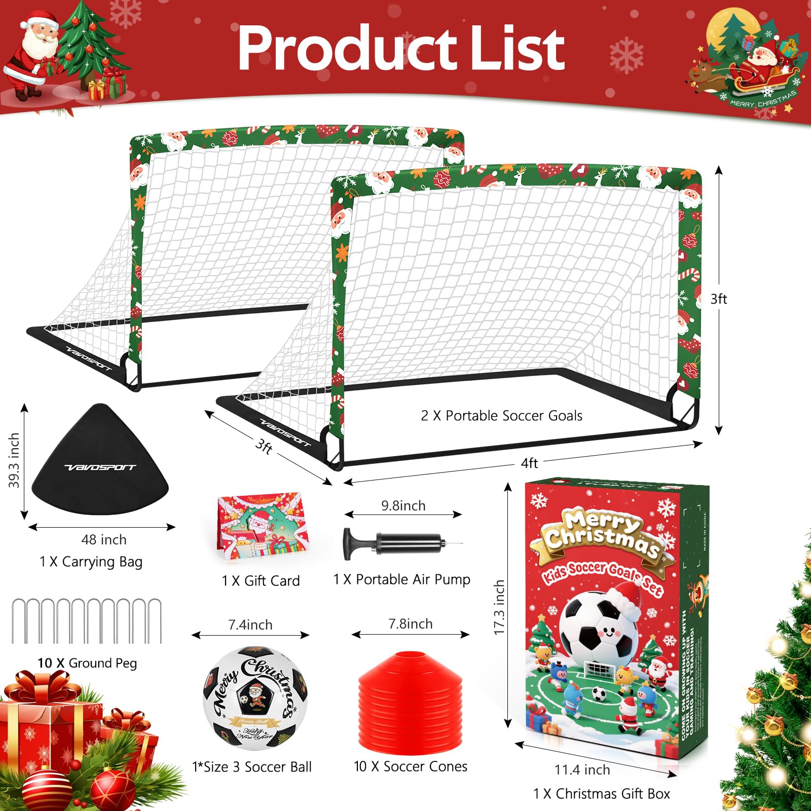 Kids Soccer Goals for Backyard Set - 2 of 4' x 3' Portable Soccer Goal Training Equipment, Pop Up Toddler Soccer Net with Soccer Ball, Soccer Set for Kids and Youth Games, Sports view 2
