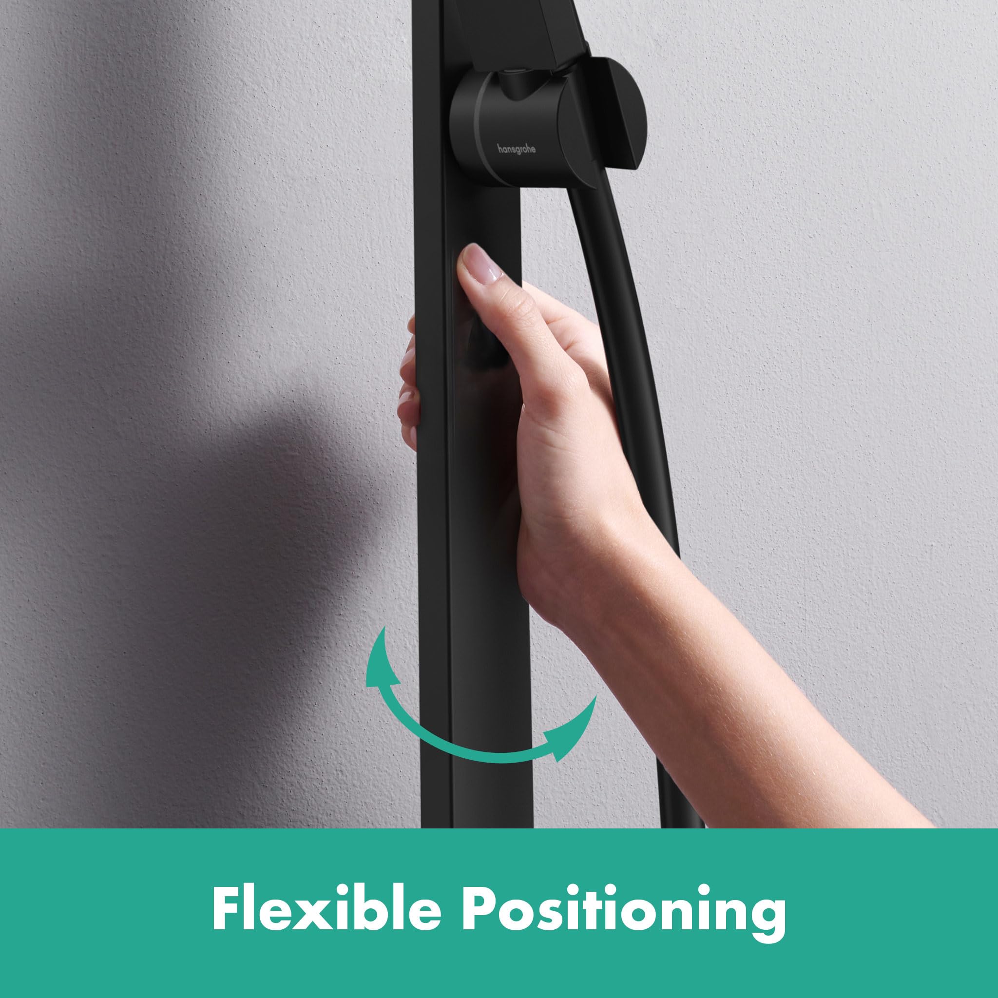 hansgrohe Unica E Puro, barra de ducha, barra ducha pared 65cm con flexo de ducha Isiflex 160cm y Easy Slide soporte de ducha, negro mate