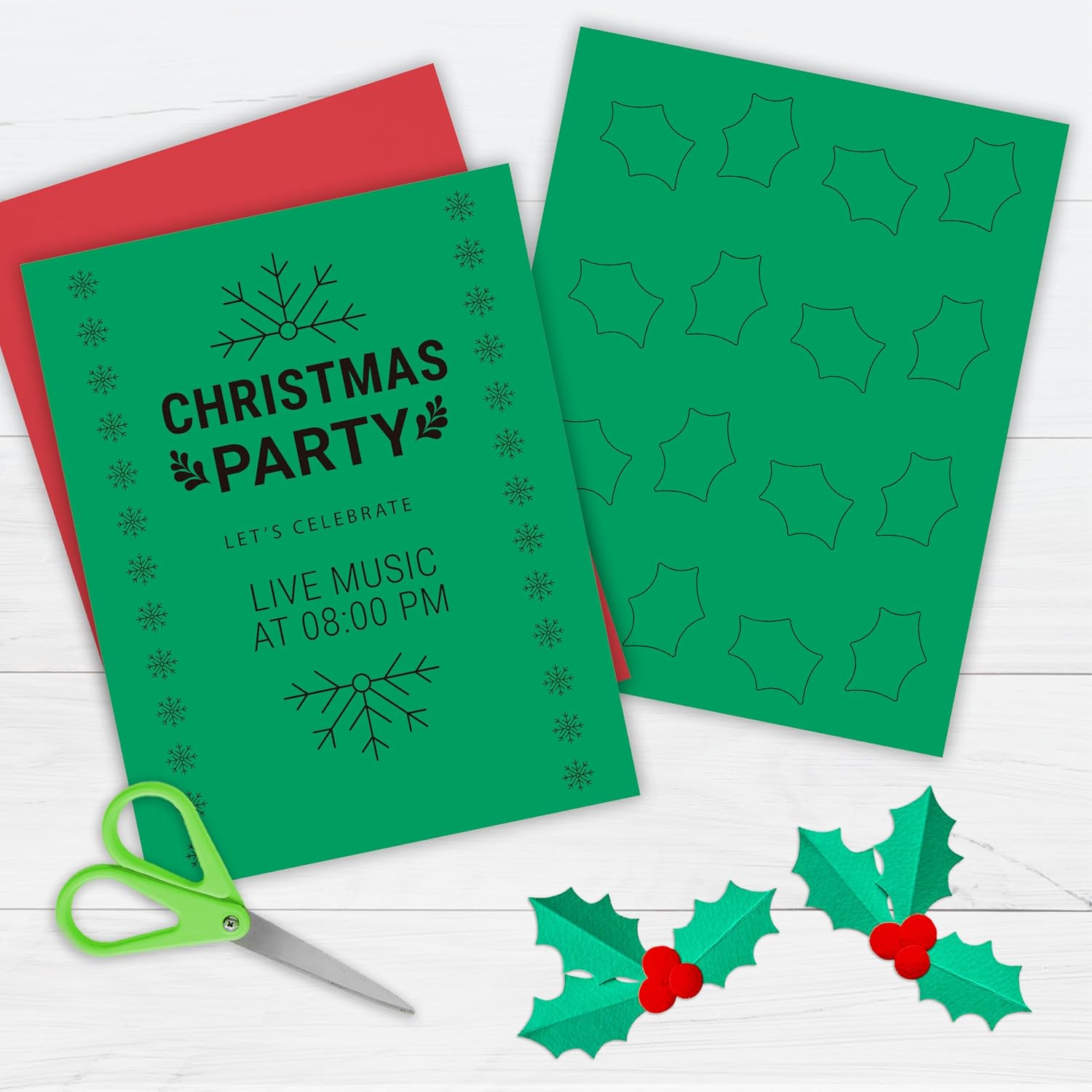 Crafted by PrintWorks Christmas Cardstock 8.5" x 11" - 50 Sheets - Red and Green Cardstock Paper - Ideal for School & Craft Projects - 65 lb/176 gsm - Made in the USA (00665)