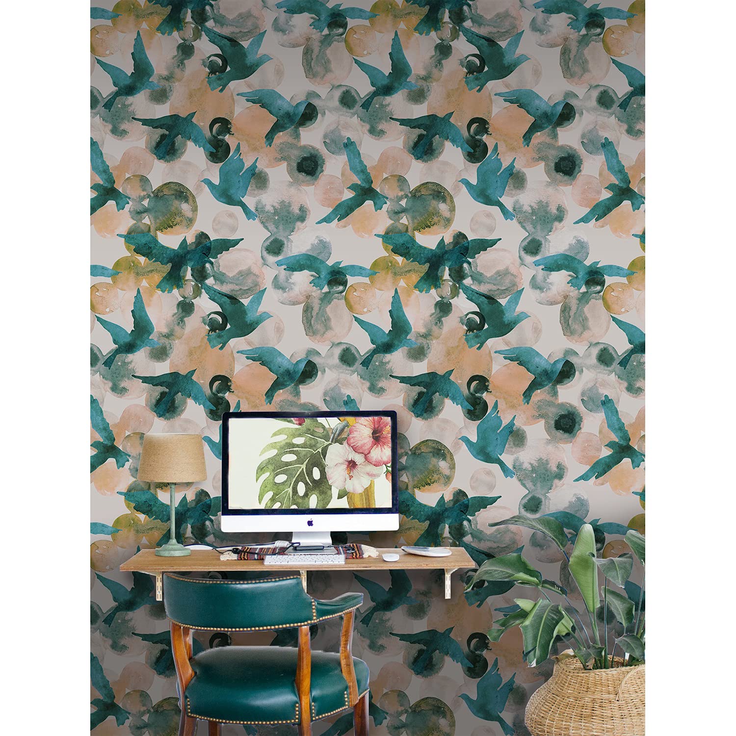 Mural Magic-Stick papier peint oiseaux abstraits stickers muraux auto-adhésive