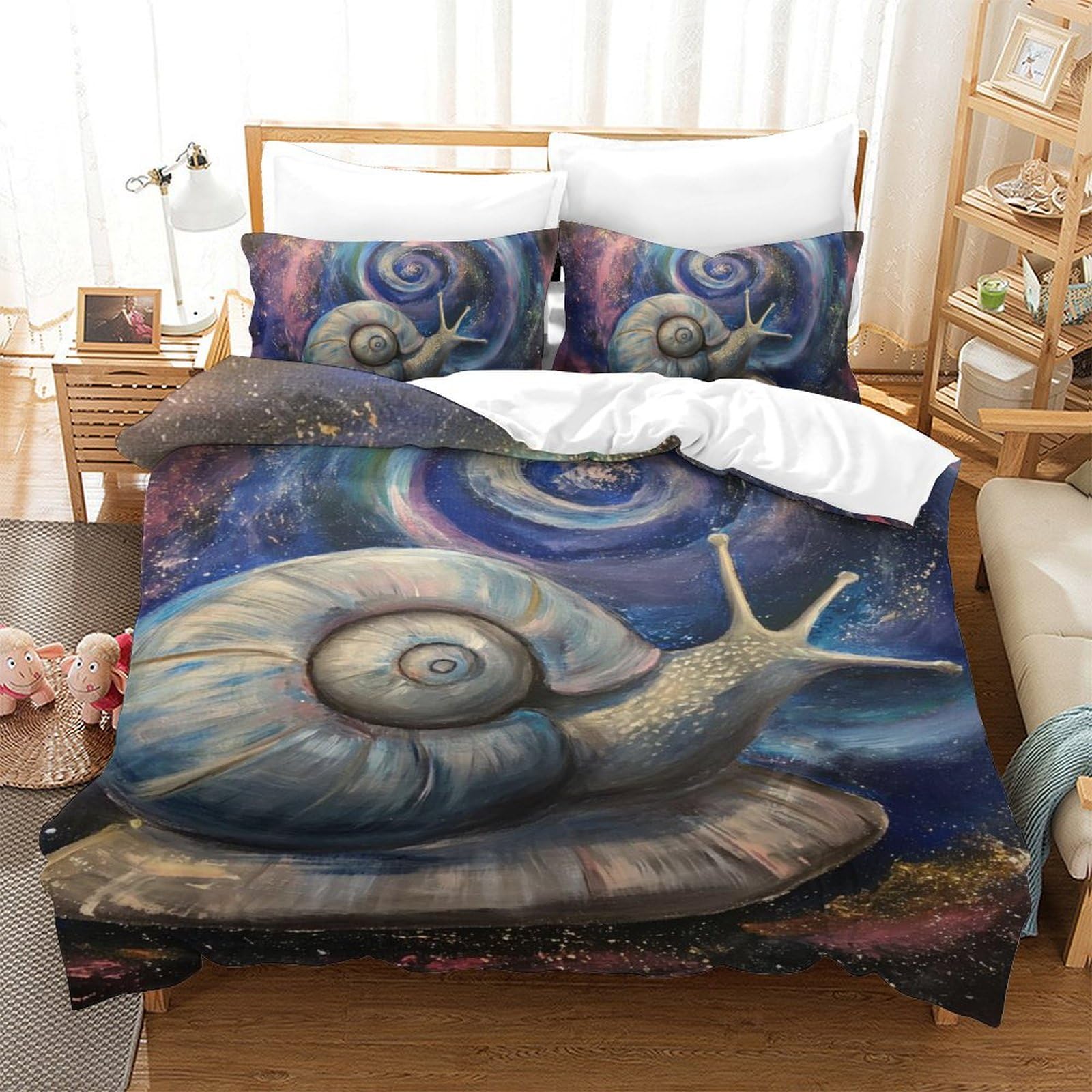 Linge de lit escargot 3D en microfibre super douce pour lit simple 140x200
