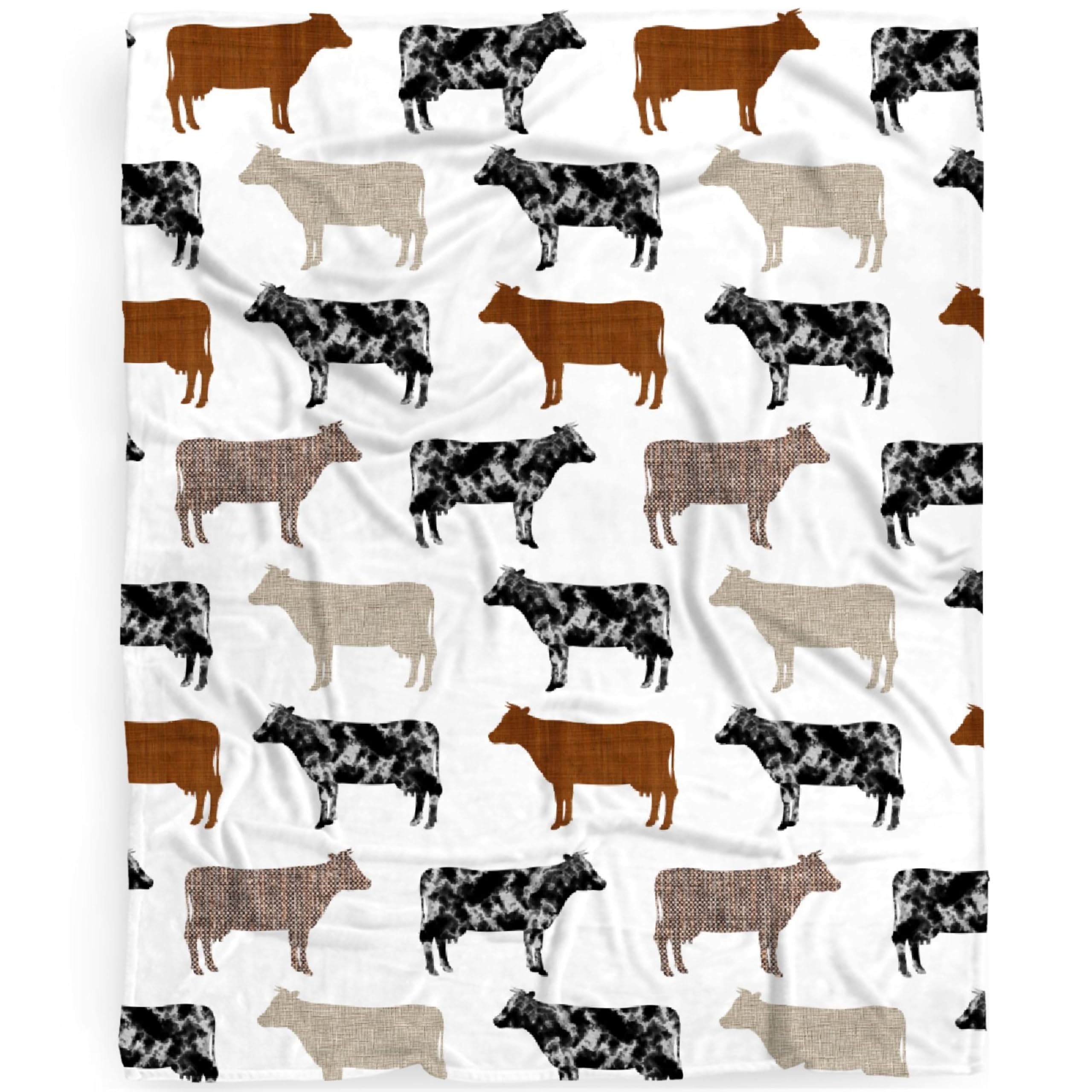 Watercolor Hereford Cattle Cow Blanket for Boys Girls, Farm Homestead Gift, Throw Blanket for Adults, Farm Life Plush Soft Lightweight Flannel Fleece for Sofa Bed 80x60In — image 1