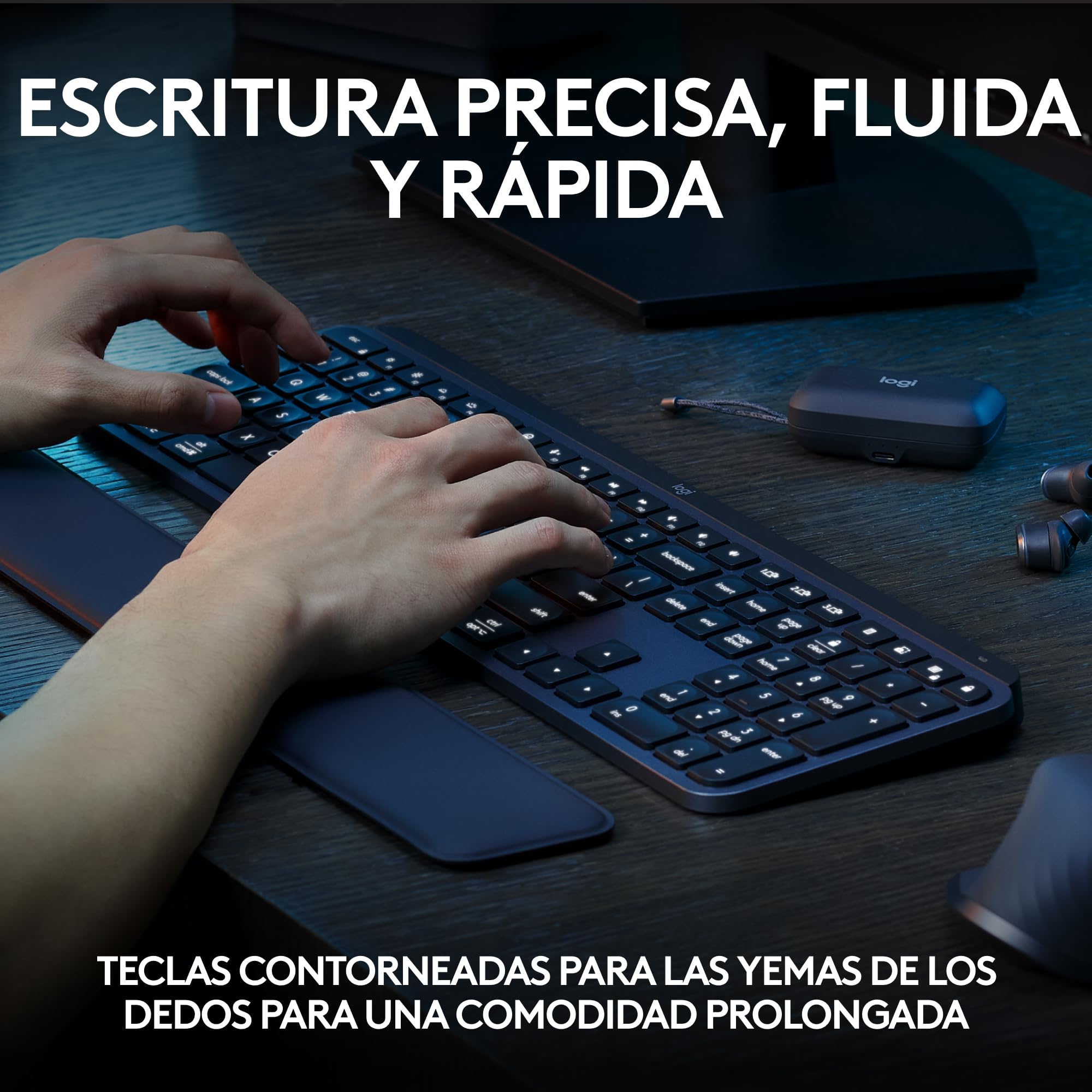 Logitech MX Keys S Teclado inalámbrico, Perfil Bajo,Escritura Fluida Precisa Silenciosa, Teclas Programables,Iluminación, Bluetooth, Carga USB C,para Windows, Linux, Chrome, Mac, QWERTY Español - Gris
