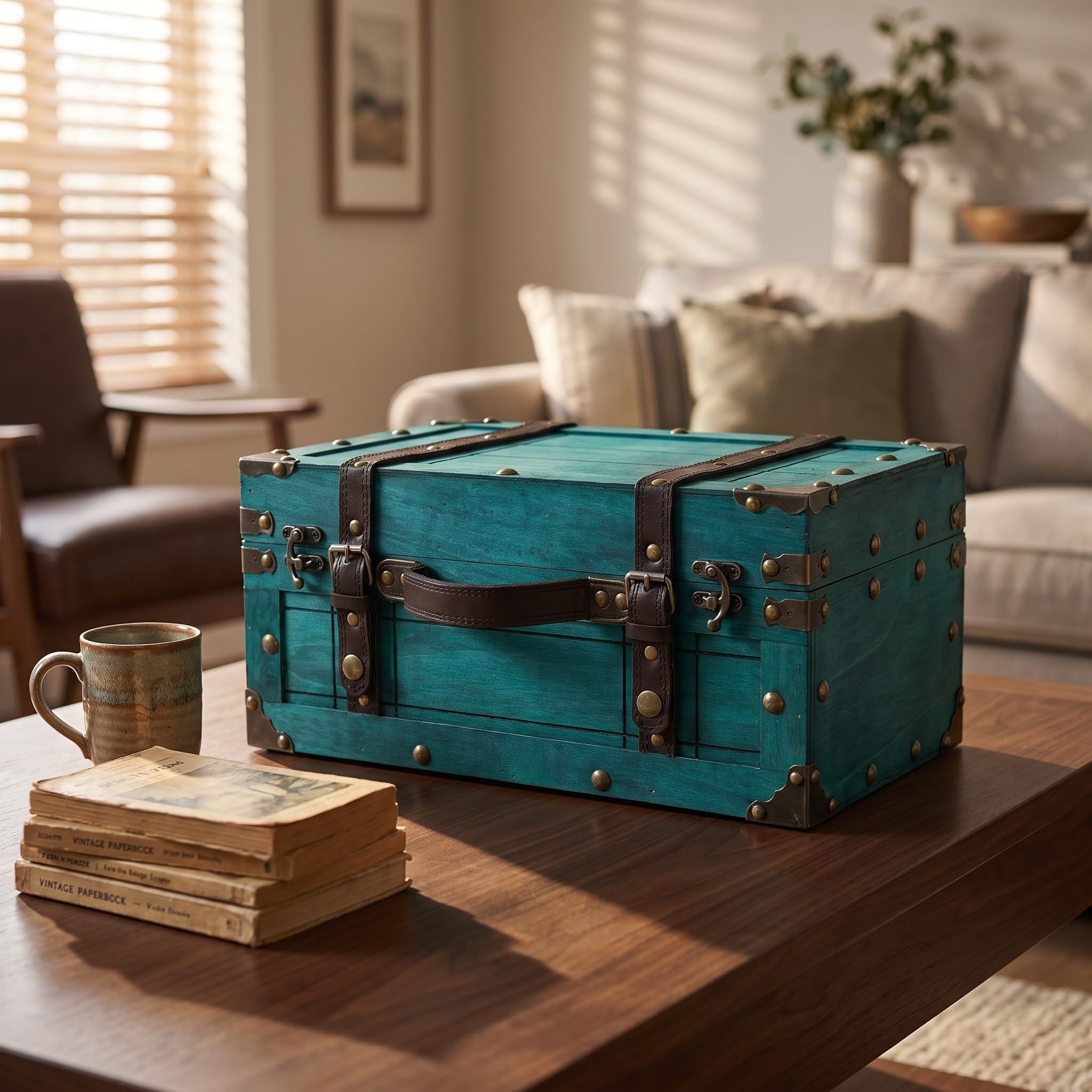 Antique Wooden Storage Chest with Lid Handcrafted Vintage Jewelry Box Wooden Vintage Suitcase for Keepsakes Weddings And Collectibles