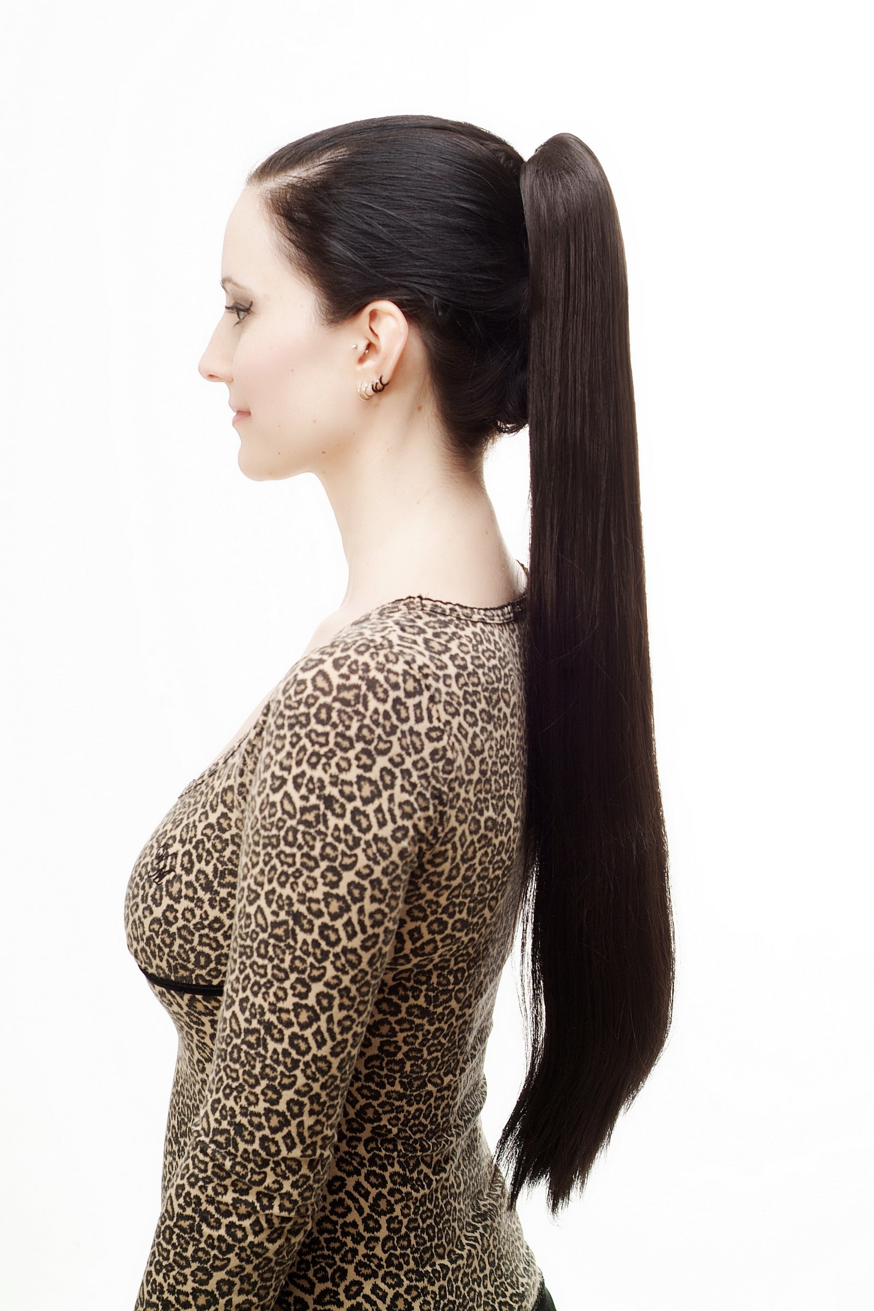 WIG ME UP - Hairpiece PONYTAIL with Claw Clamp/Clip extremely long straight & smooth dark brown T113-3 70 cm - Image 3