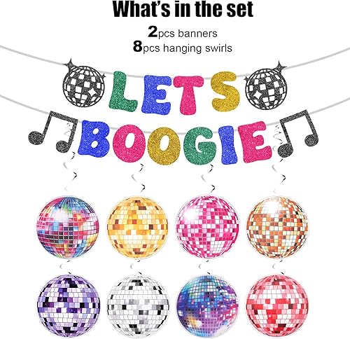 Miniatura 6 de Decoraciones de fiesta de los años 70, 2 piezas de decoraciones de fiesta de los 70, 8 piezas colgantes de espirales de discoteca decoraciones de