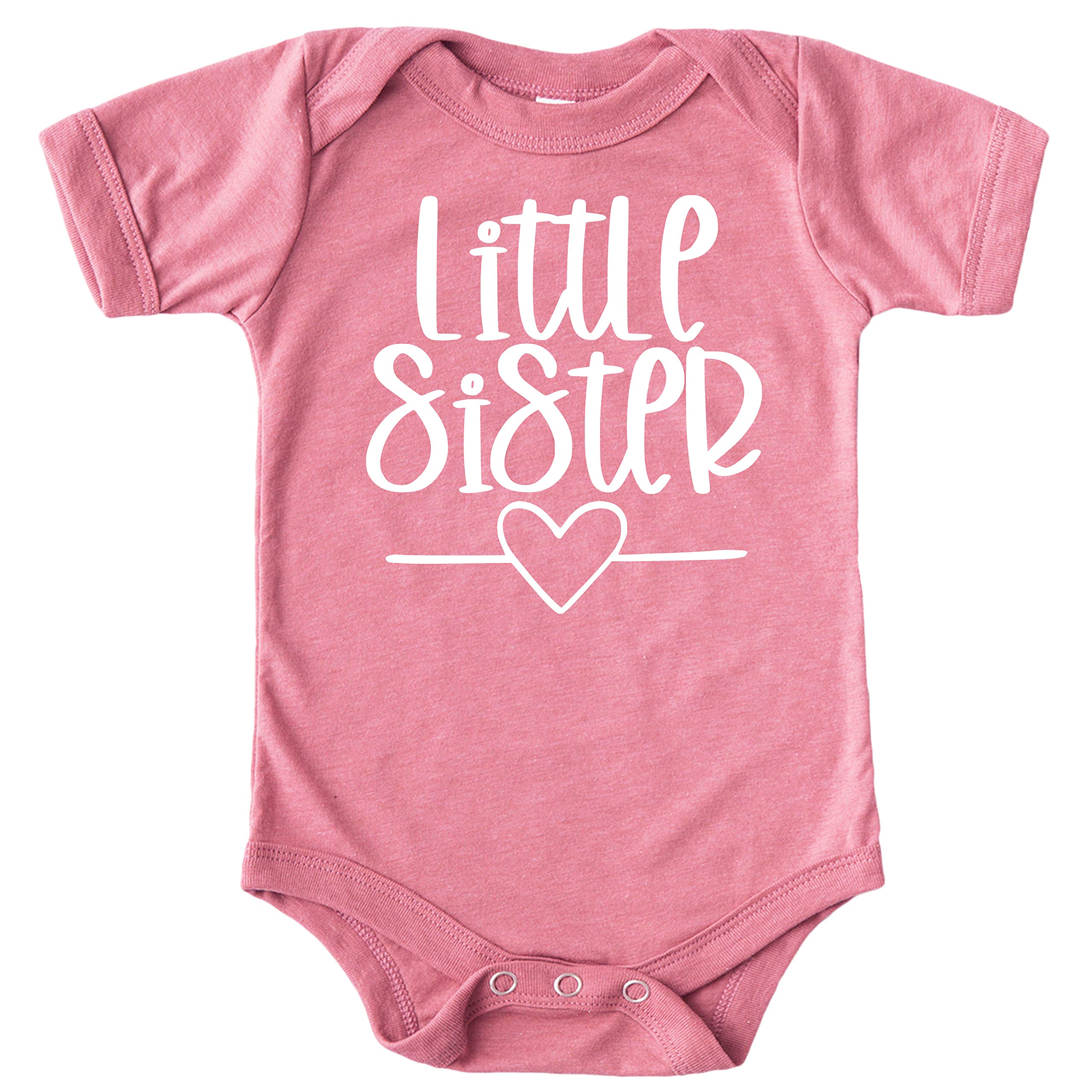 Olive Loves Apple Little Sister Heart Bodysuit for Baby Girls Sister Sibling Outfits