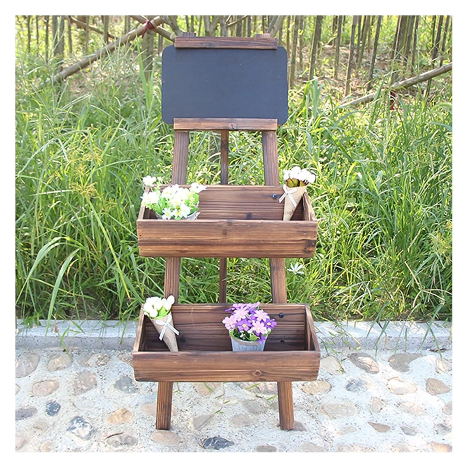 Banc de travail de jardin en bois pour balcon fleuri et potager terrasse