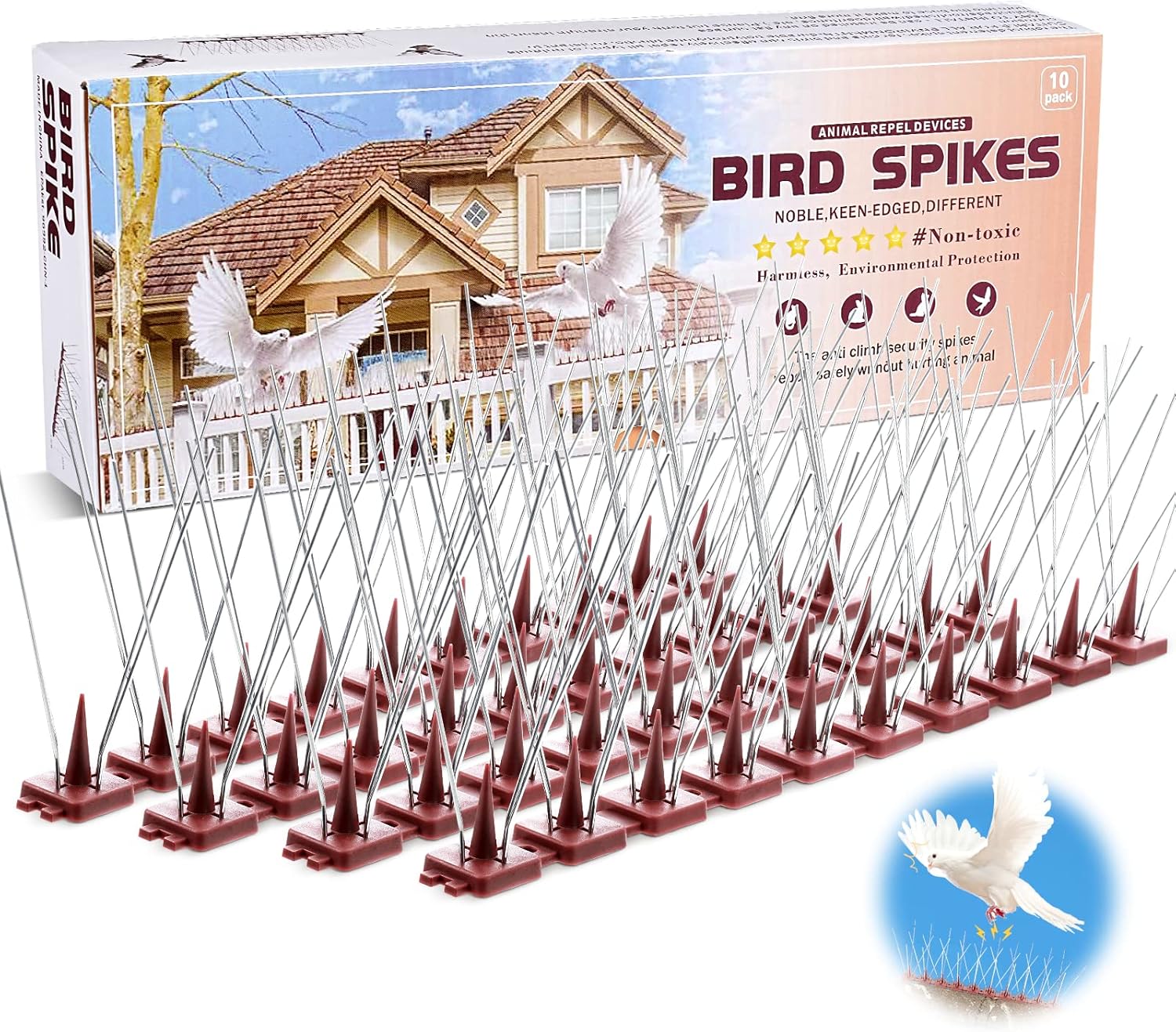 Alltope Bird Spikes Cat Spikes, Deterrent Spikes Cat Prevention Spikes