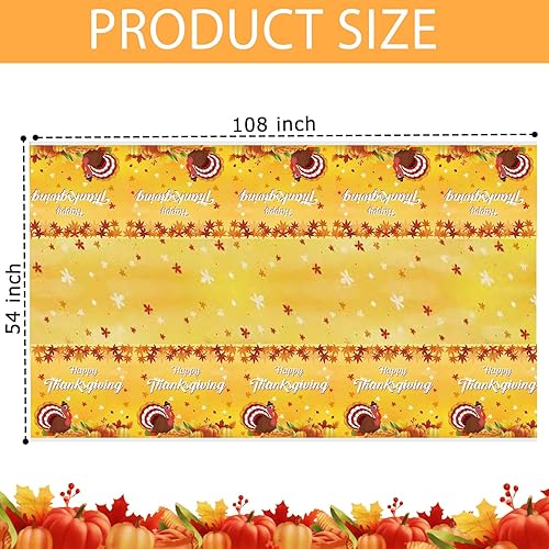 Miniatura 2 de Manteles de otoño de 3 piezas de Acción de Gracias, hoja de arce, calabaza, pavo, mantel de otoño para cosecha de Acción de Gracias, cena familiar,