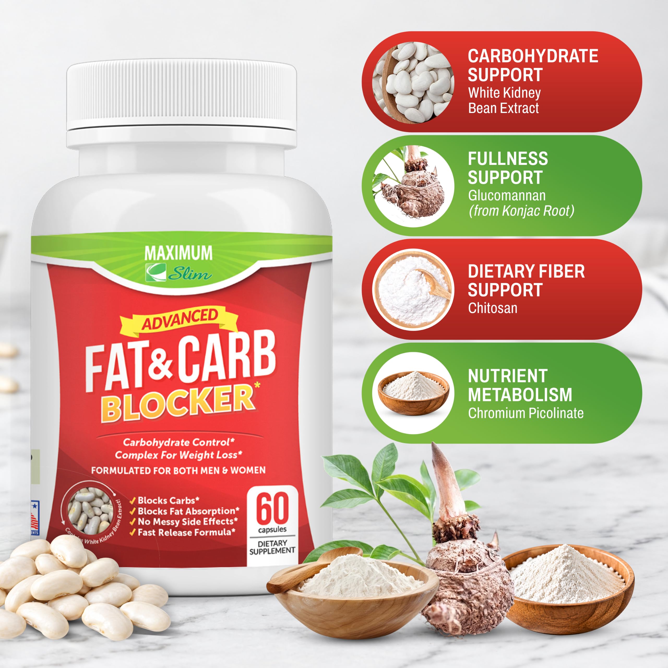 Maximum Slim Fat & Carb Blocker Pure Kidney Bean Extract for Weight Loss and Appetite Suppressant, — Amazon image 5