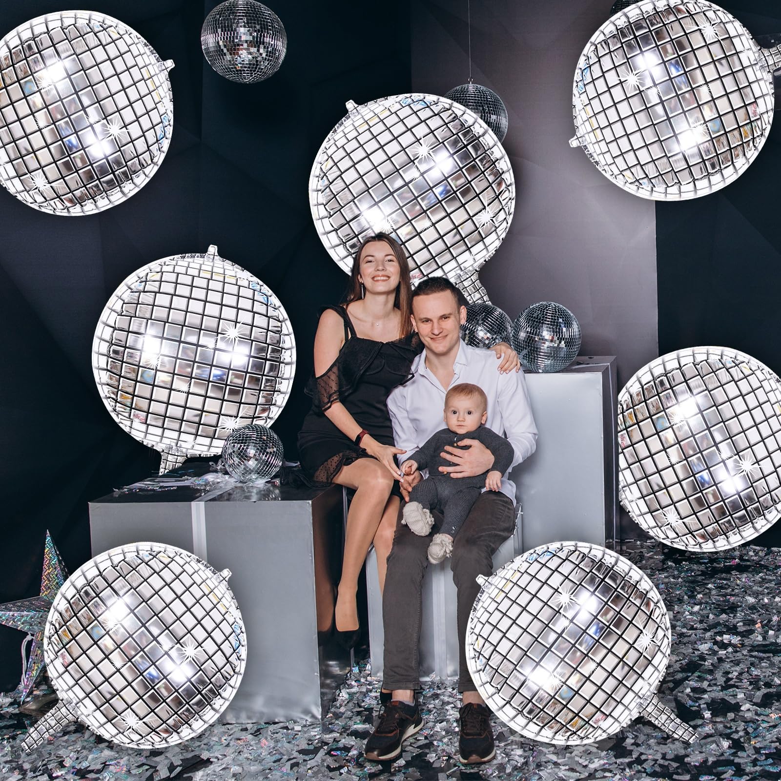 Boule Disco, 22 Pouces Énormes Ballons Aluminium 4D, Kaluofan 9PCS