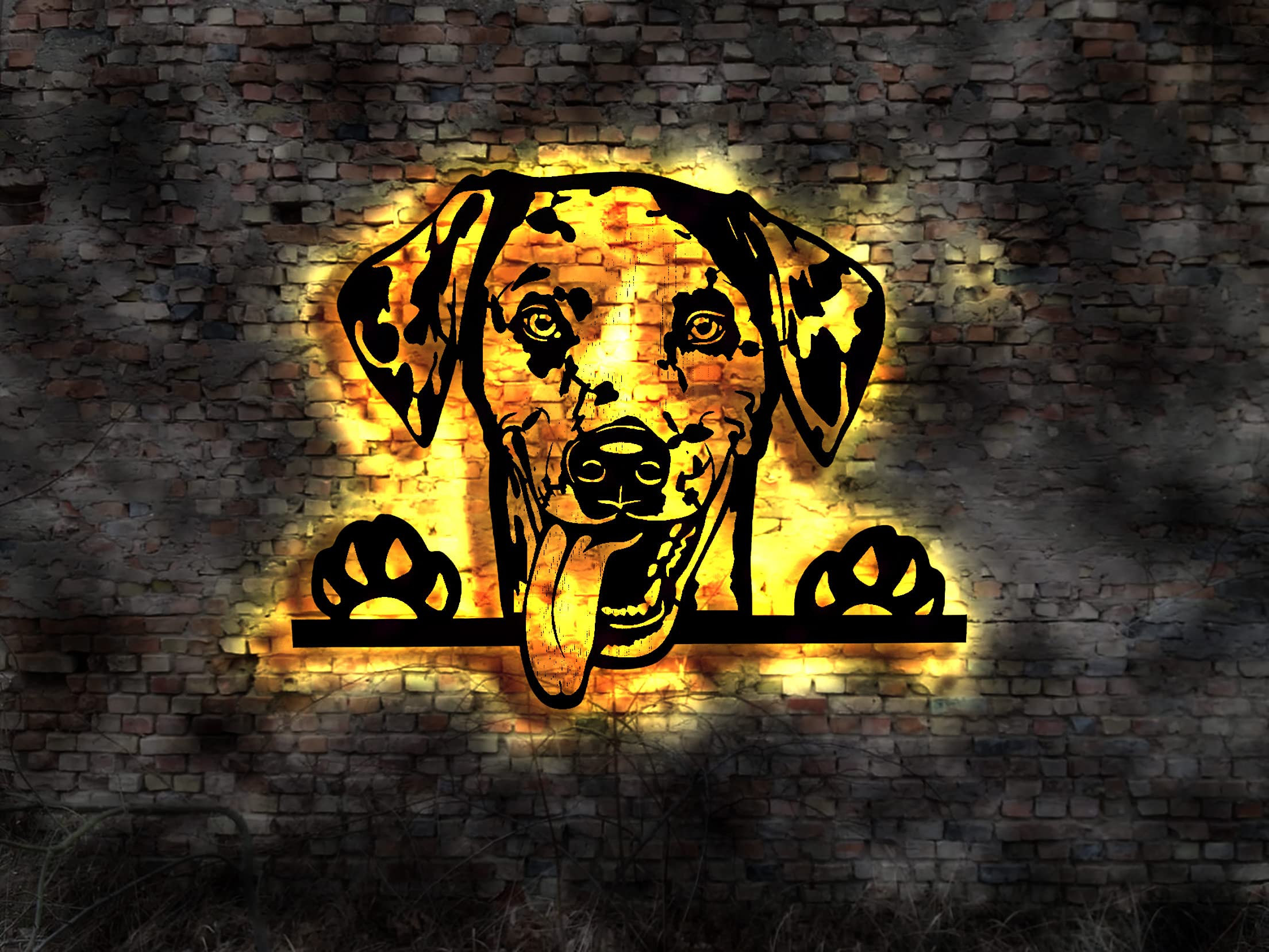 Chien d'élevage Dalmatien tableau mural LED bois déco originale - 3